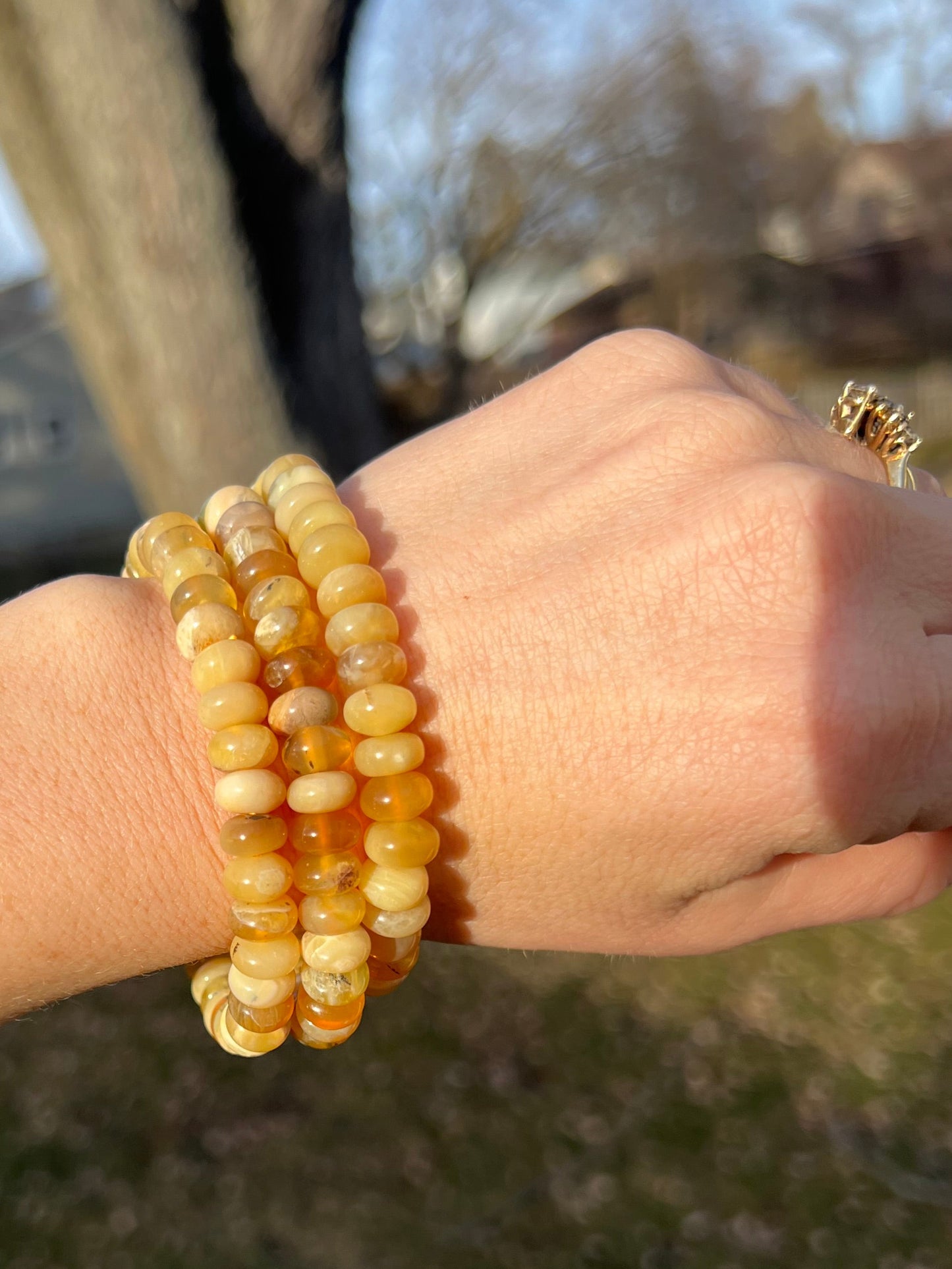 Yellow Opal Stretch Bracelet – 8mm Beads