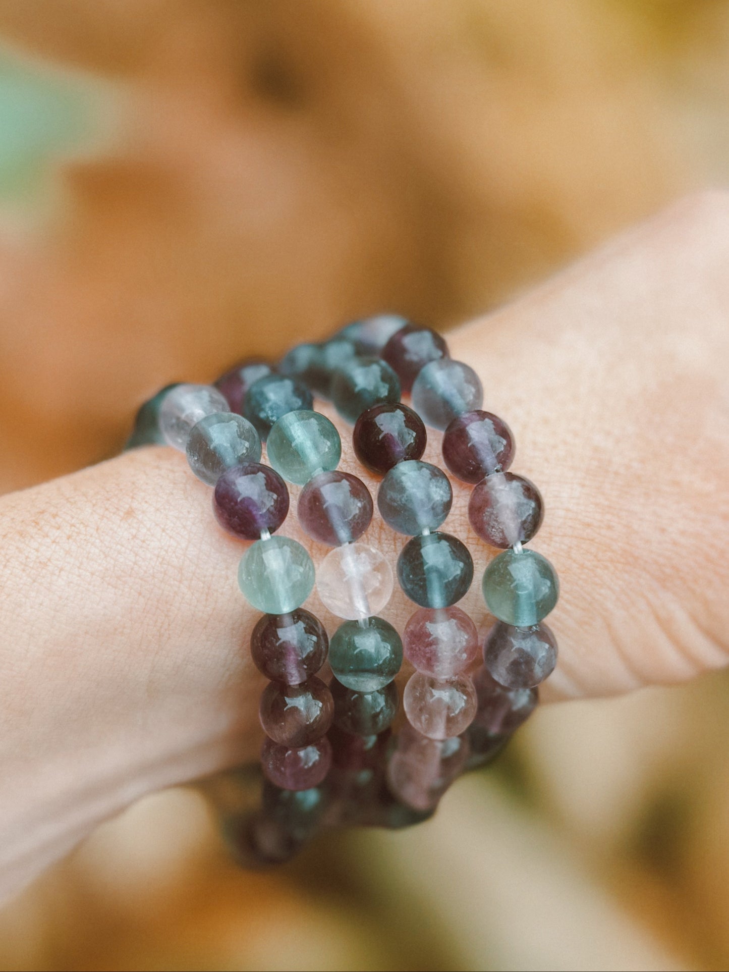 Rainbow Fluorite Stretch Bracelet – 8mm Beads