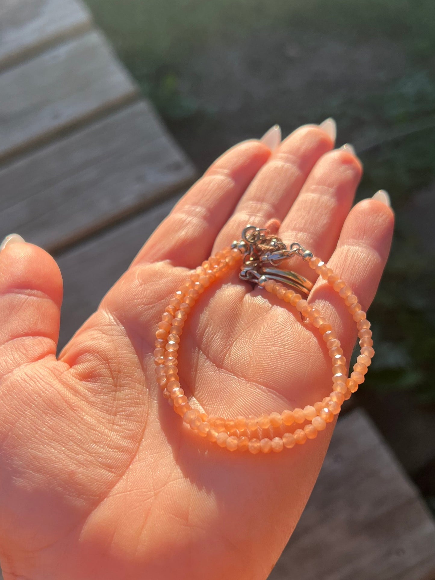 Peach Moonstone Faceted Bracelet – Faceted Beads