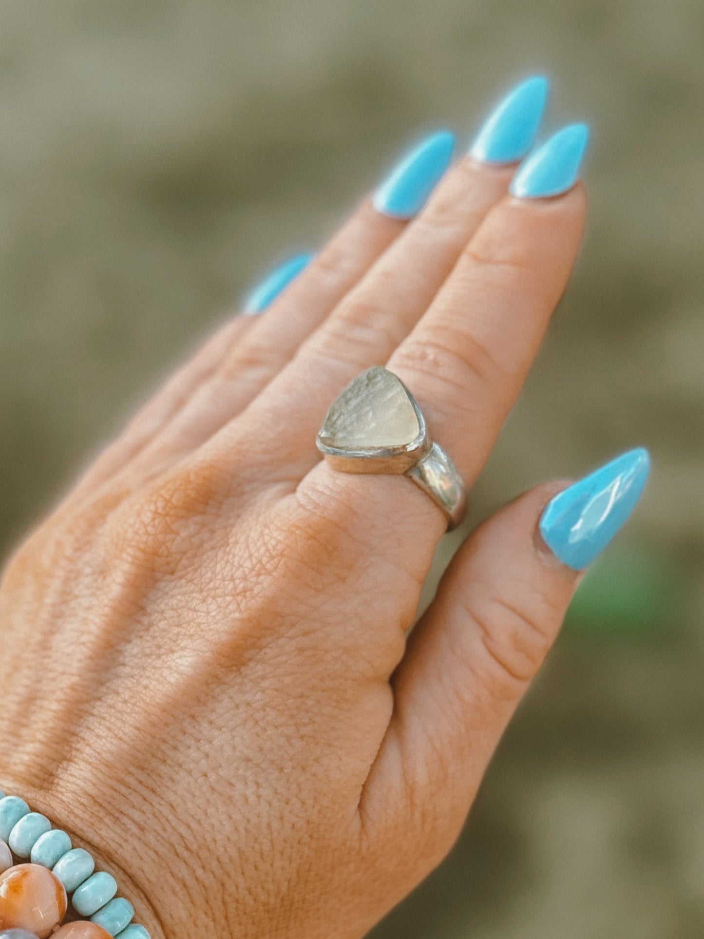 Golden Tektite Sterling Silver Ring – Size 9 3/4