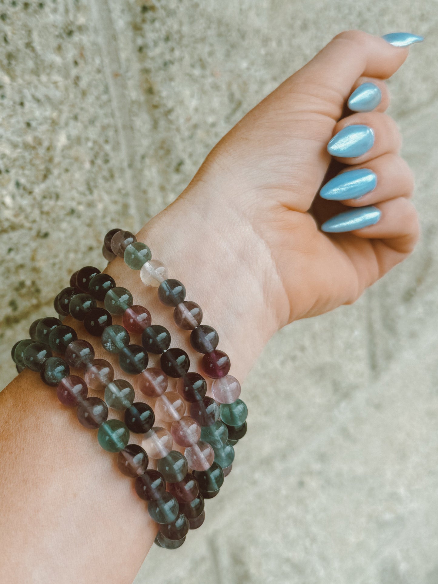 Rainbow Fluorite Stretch Bracelet – 8mm Beads