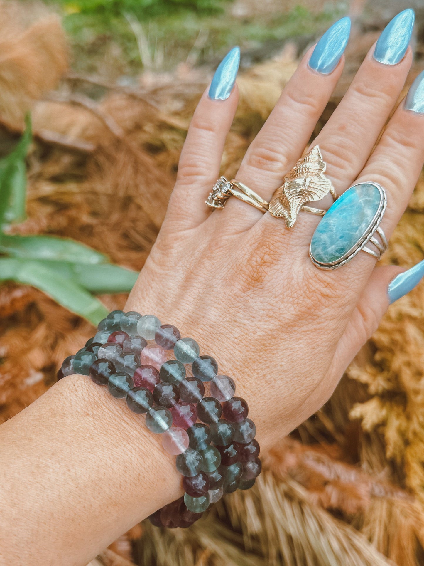 Rainbow Fluorite Stretch Bracelet – 8mm Beads
