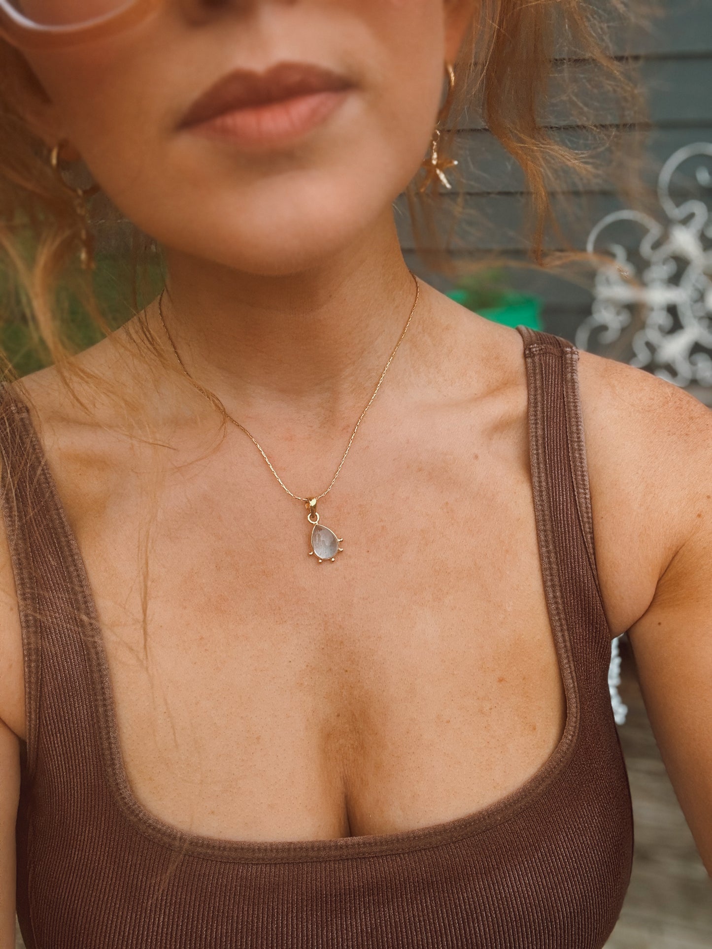 Aquamarine Teardrop Necklace – 18k Gold