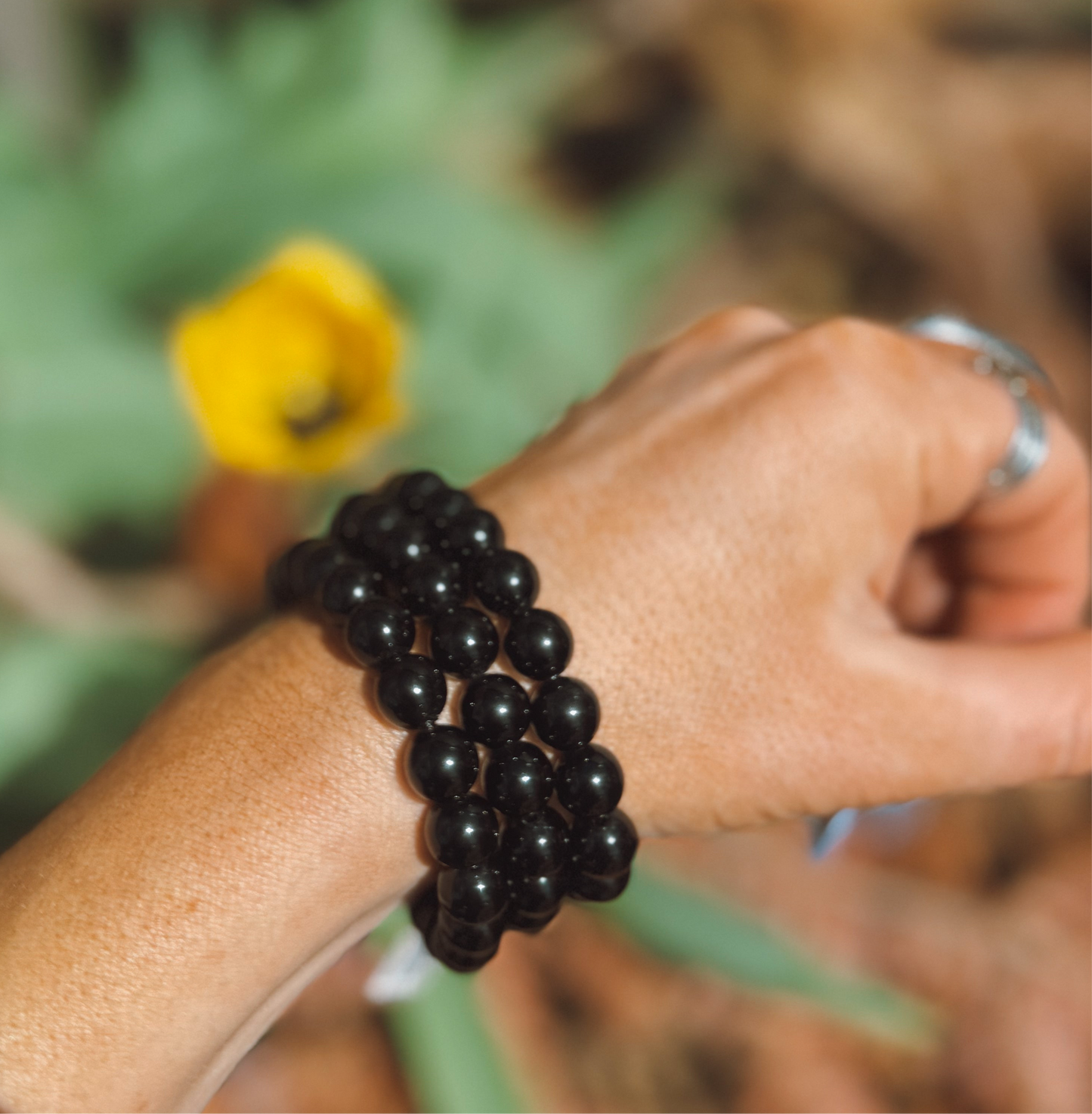 Black Obsidian Stretch Bracelet – 8mm Beads