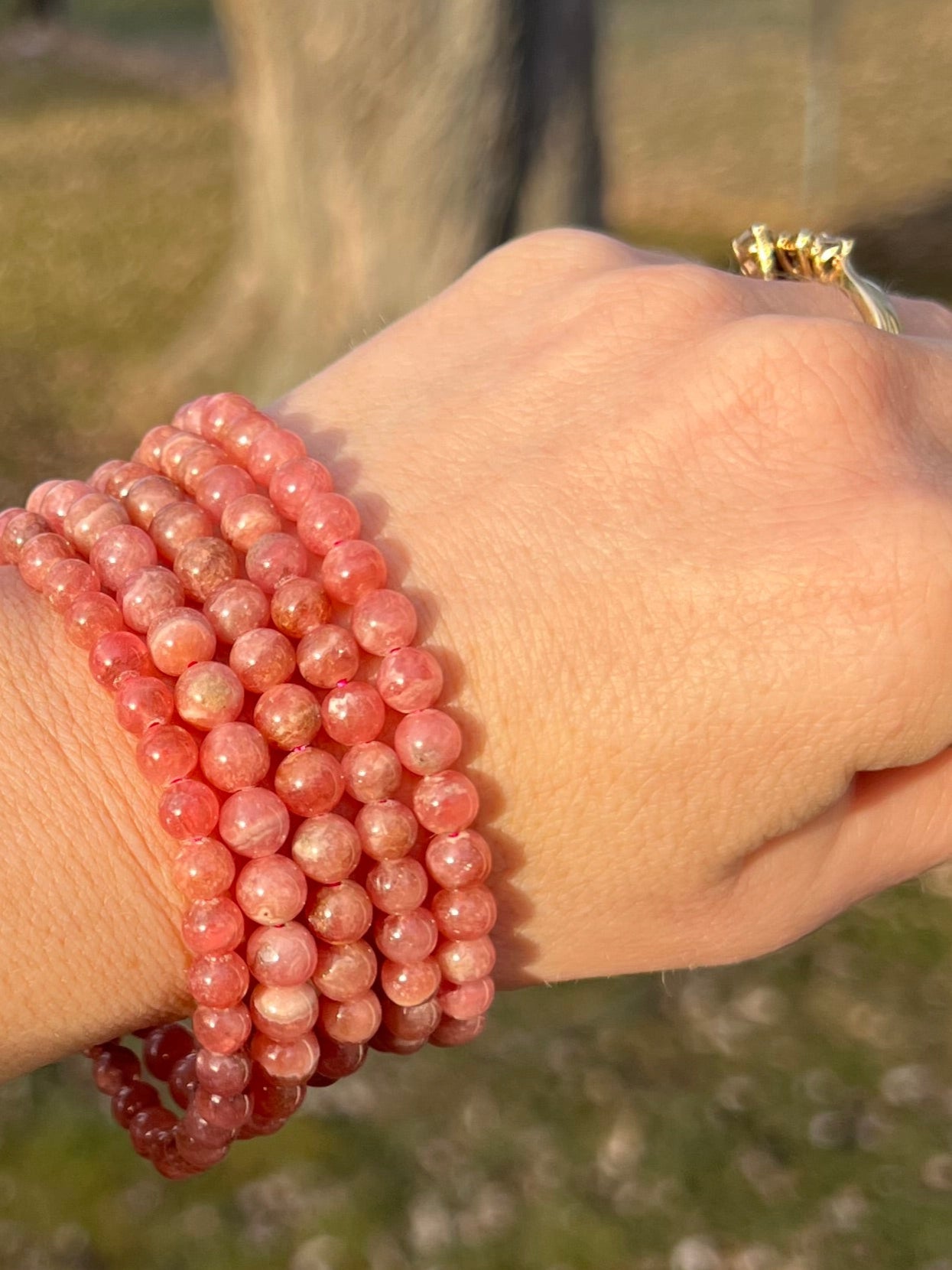 Rhodochrosite Stretch Bracelet – 6mm Beads
