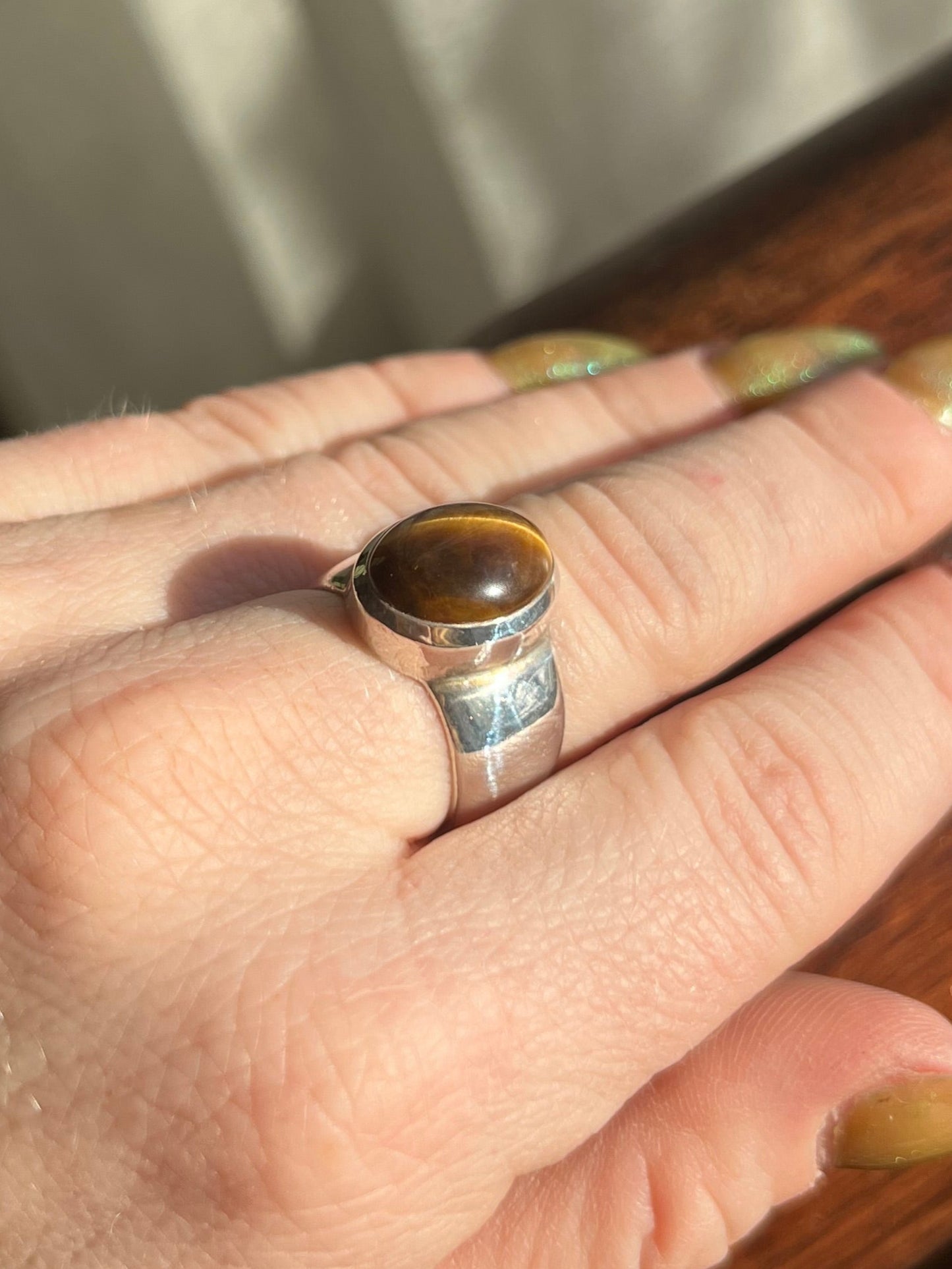 Tiger Eye Sterling Silver Ring – Size 7