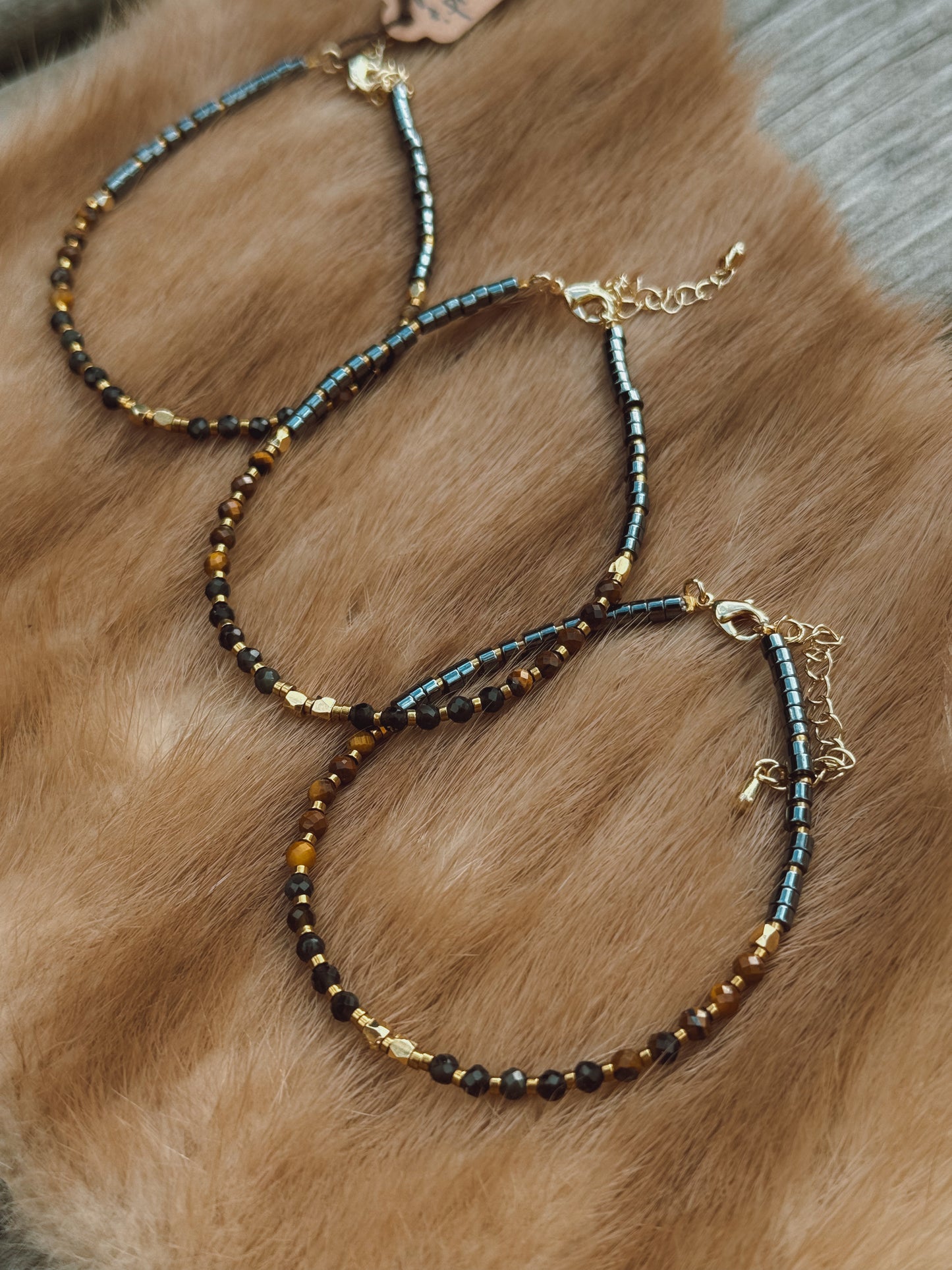 Grounding & Protection Faceted Bracelet – Tiger’s Eye, Terahertz & Hematite Faceted Beads