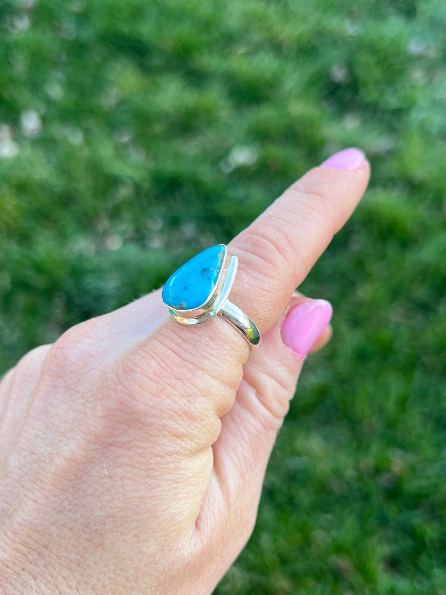 Turquoise Sterling Silver Ring – Size 7