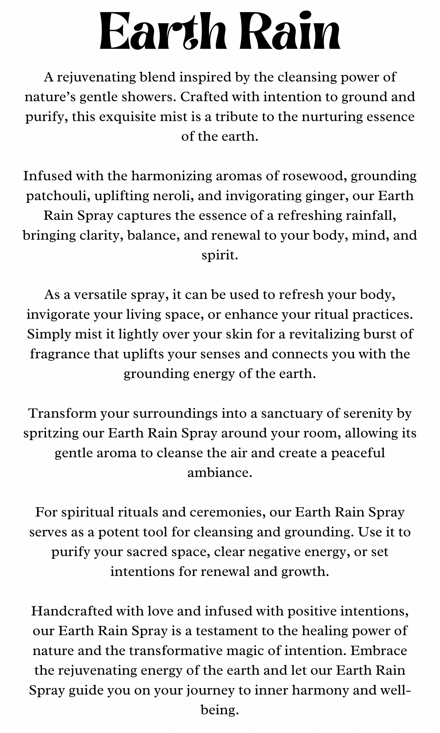 Earth Rain Alchemy Mist – Grounding Aromatherapy Mist (4 oz)