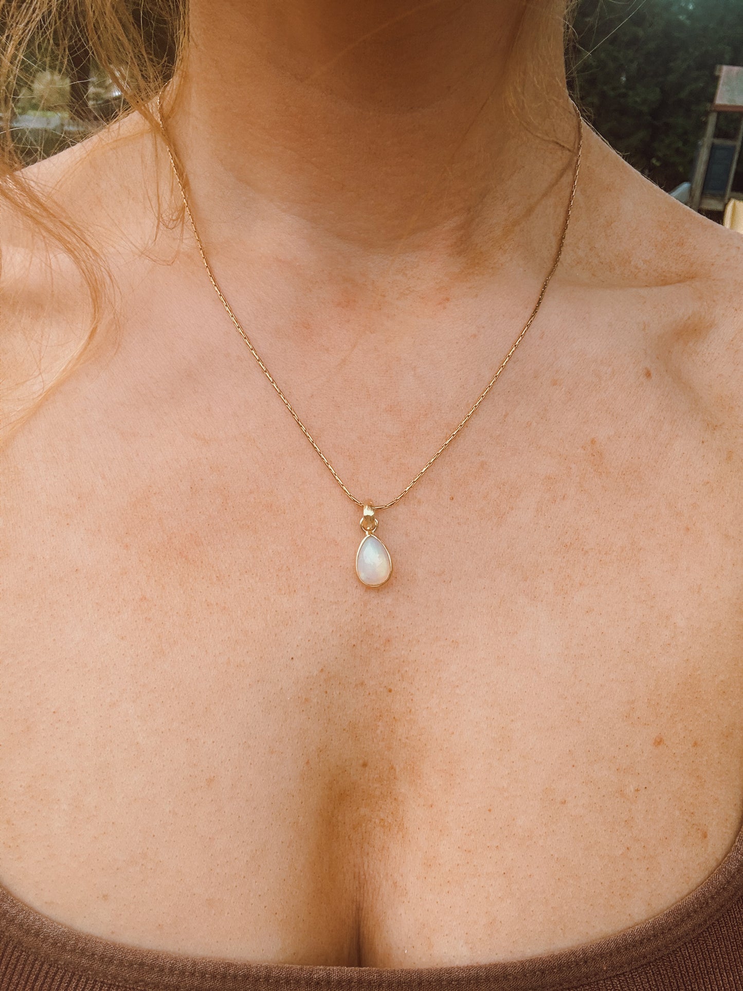 18k Gold Ethiopian Opal Necklace