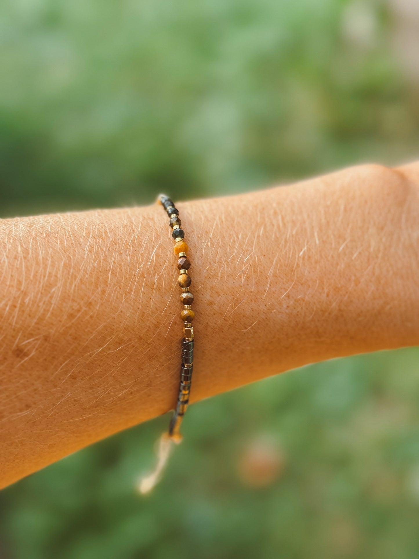 Grounding & Protection Faceted Bracelet – Tiger’s Eye, Terahertz & Hematite Faceted Beads
