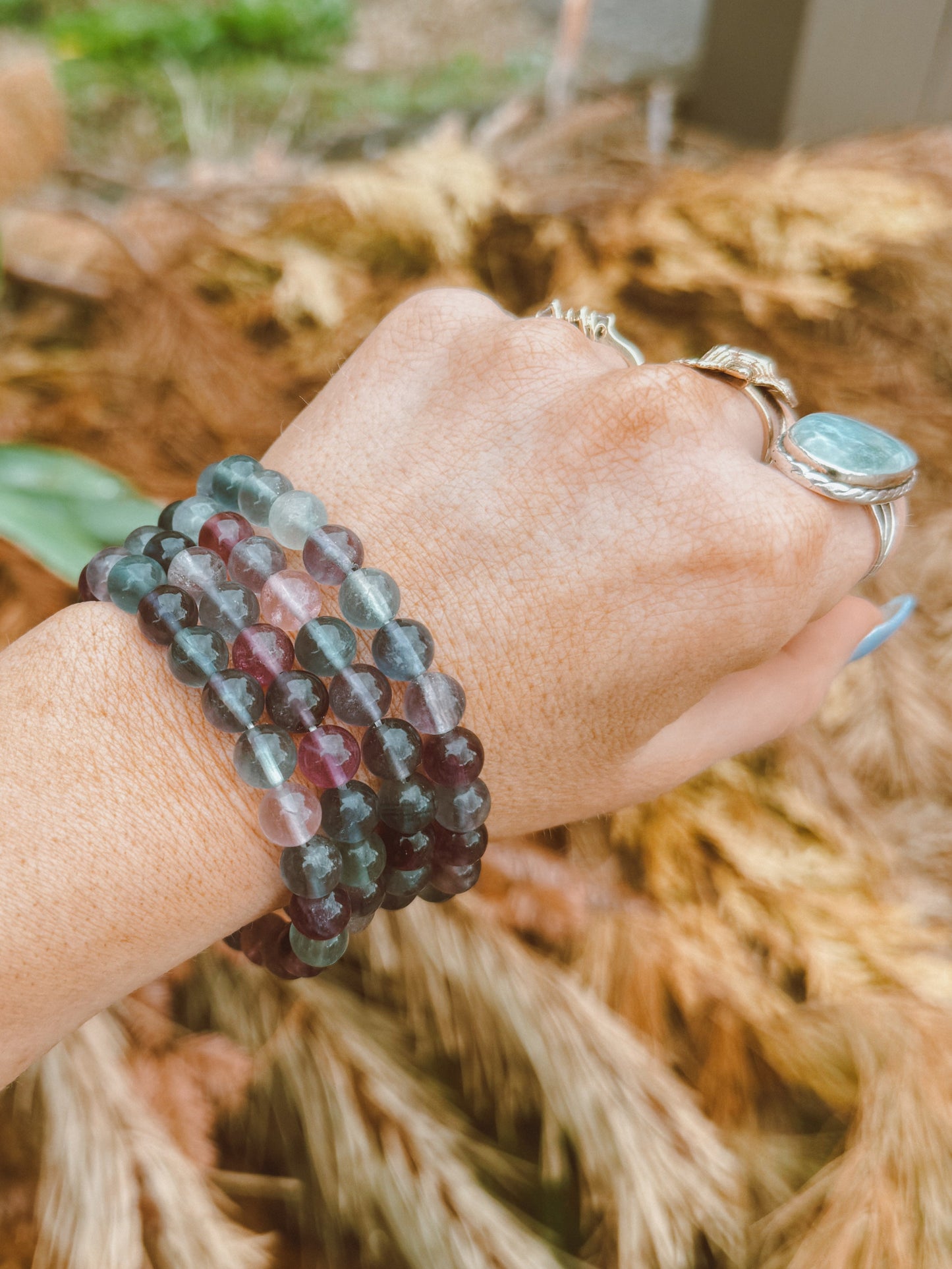 Rainbow Fluorite Stretch Bracelet – 8mm Beads
