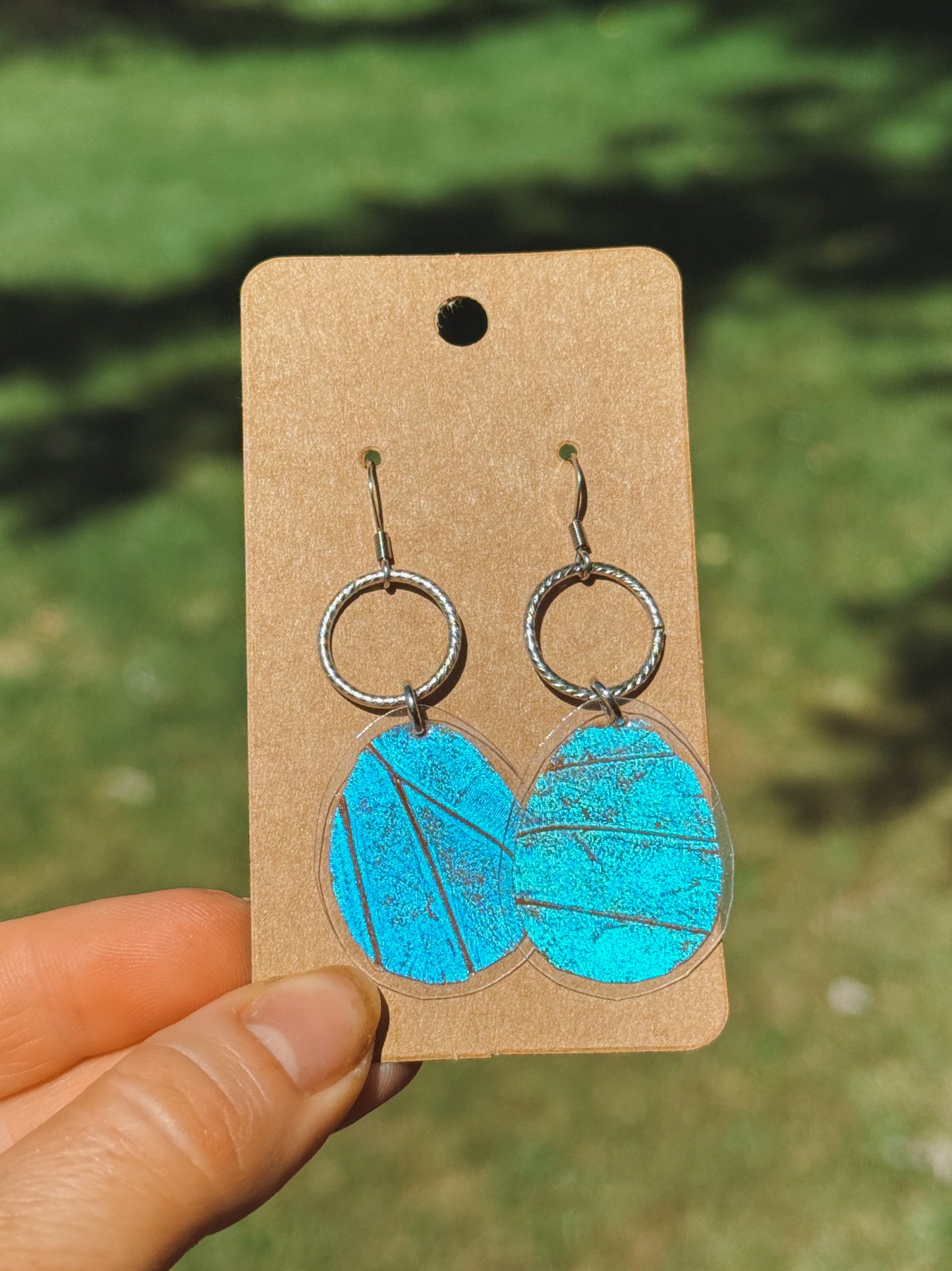 Blue Morpho Butterfly Wing Earrings – Stainless Steel