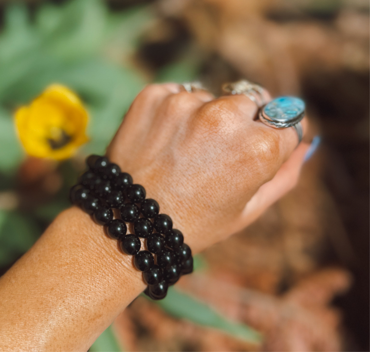 Black Obsidian Stretch Bracelet – 8mm Beads