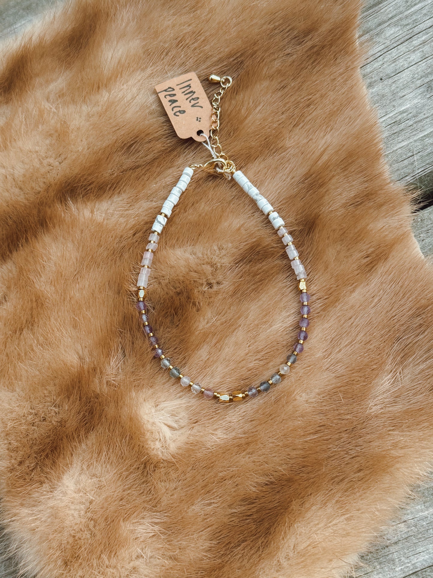 Inner Peace Faceted Bracelet – Fluorite, Rose Quartz & Howlite Faceted Beads