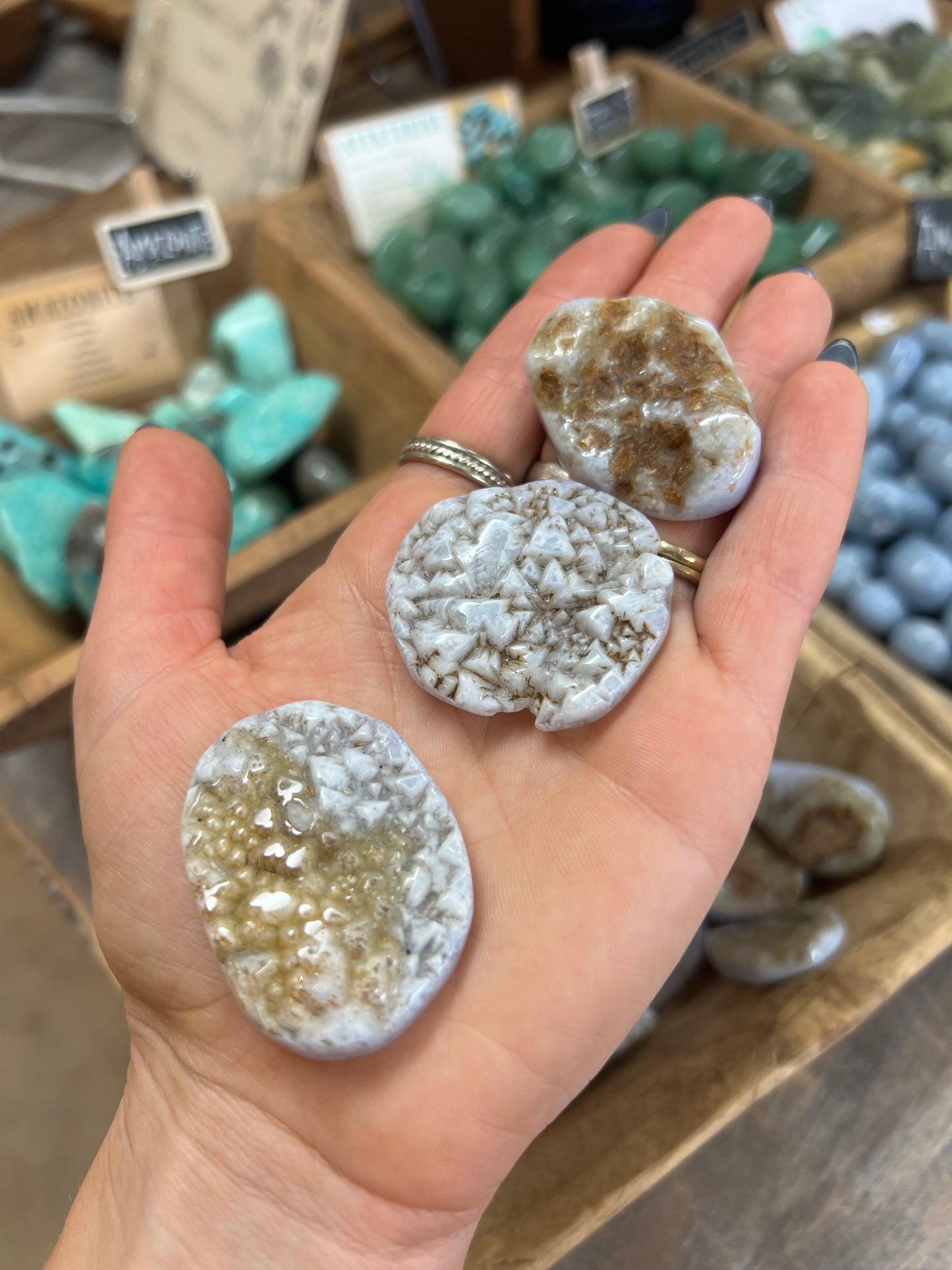 Blue Lace Agate authentic tumbled palm stone