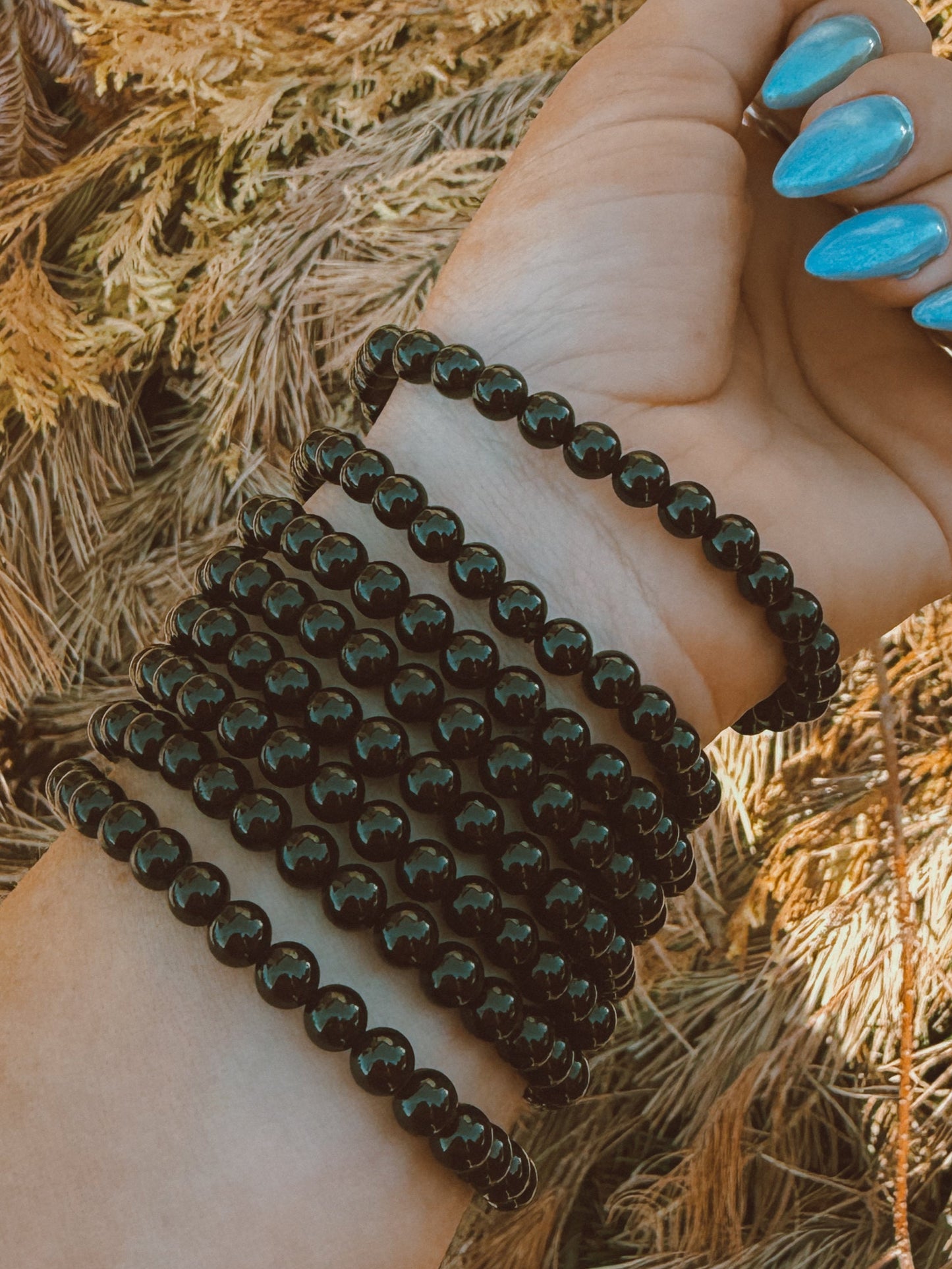 Black Tourmaline Stretch Bracelet – 6mm Beads