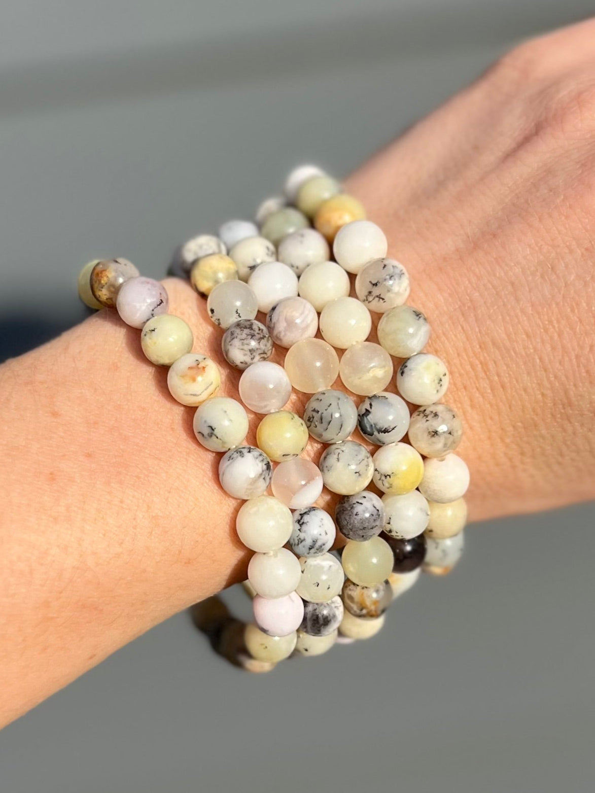 Dendritic Opal Stretch Bracelet – 8mm Beads
