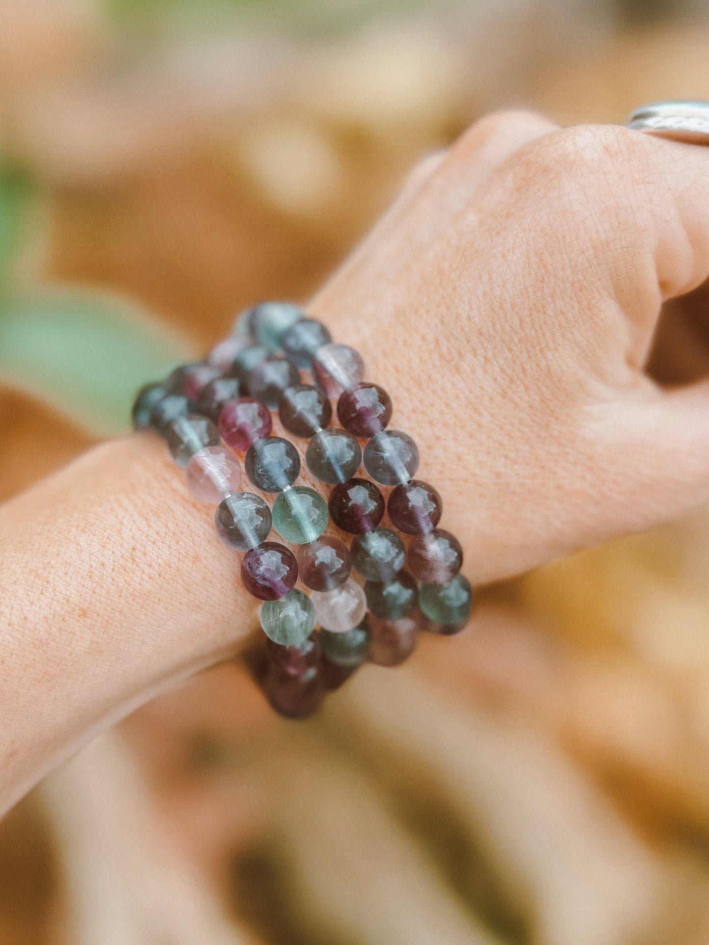 Rainbow Fluorite Stretch Bracelet – 8mm Beads