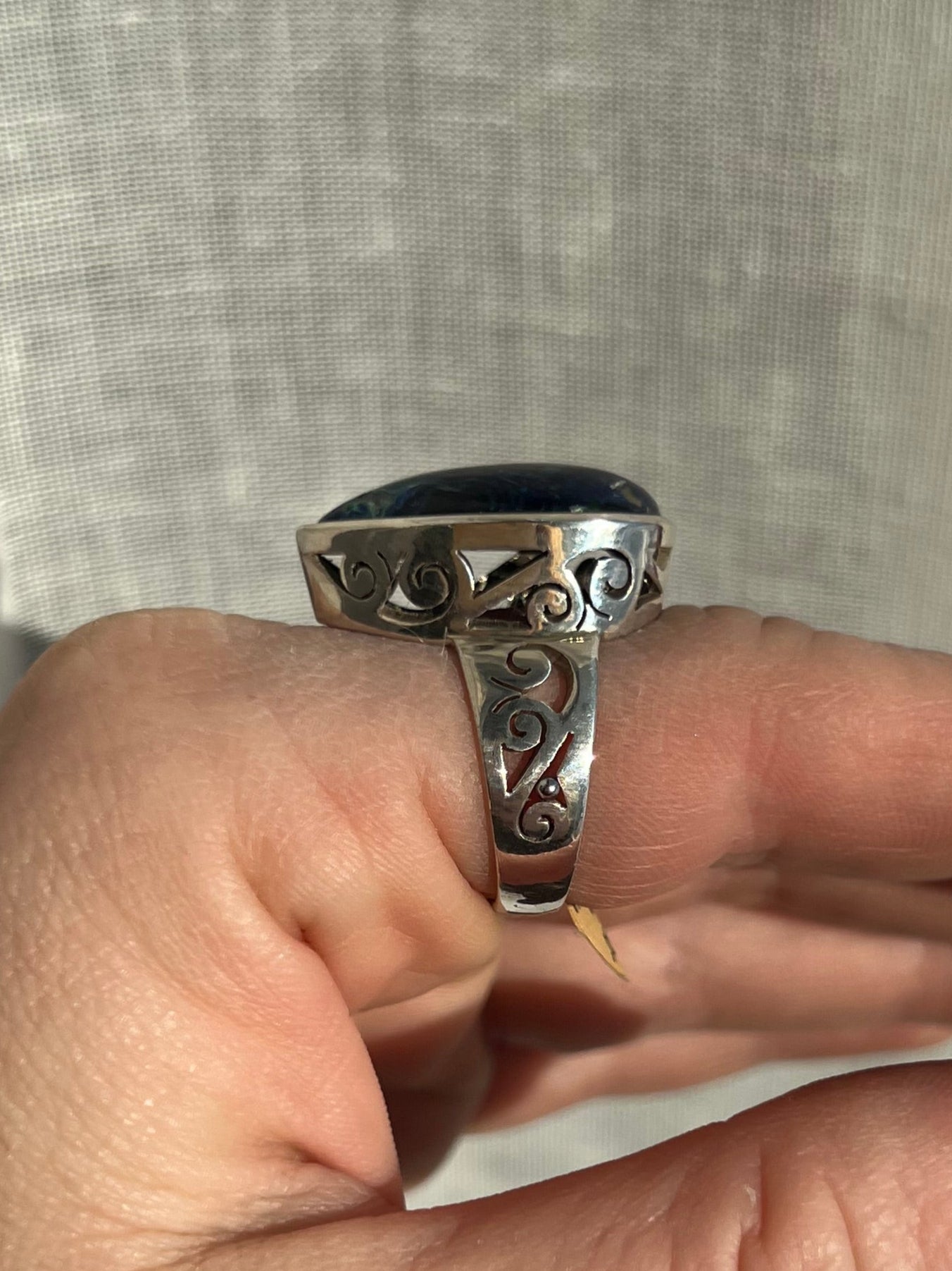 Chrysocolla Malachite Sterling Silver Ring – Size 8.5