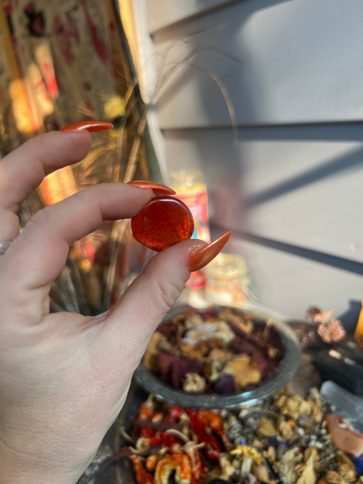 Fire Agate Tumbled Coin Stone