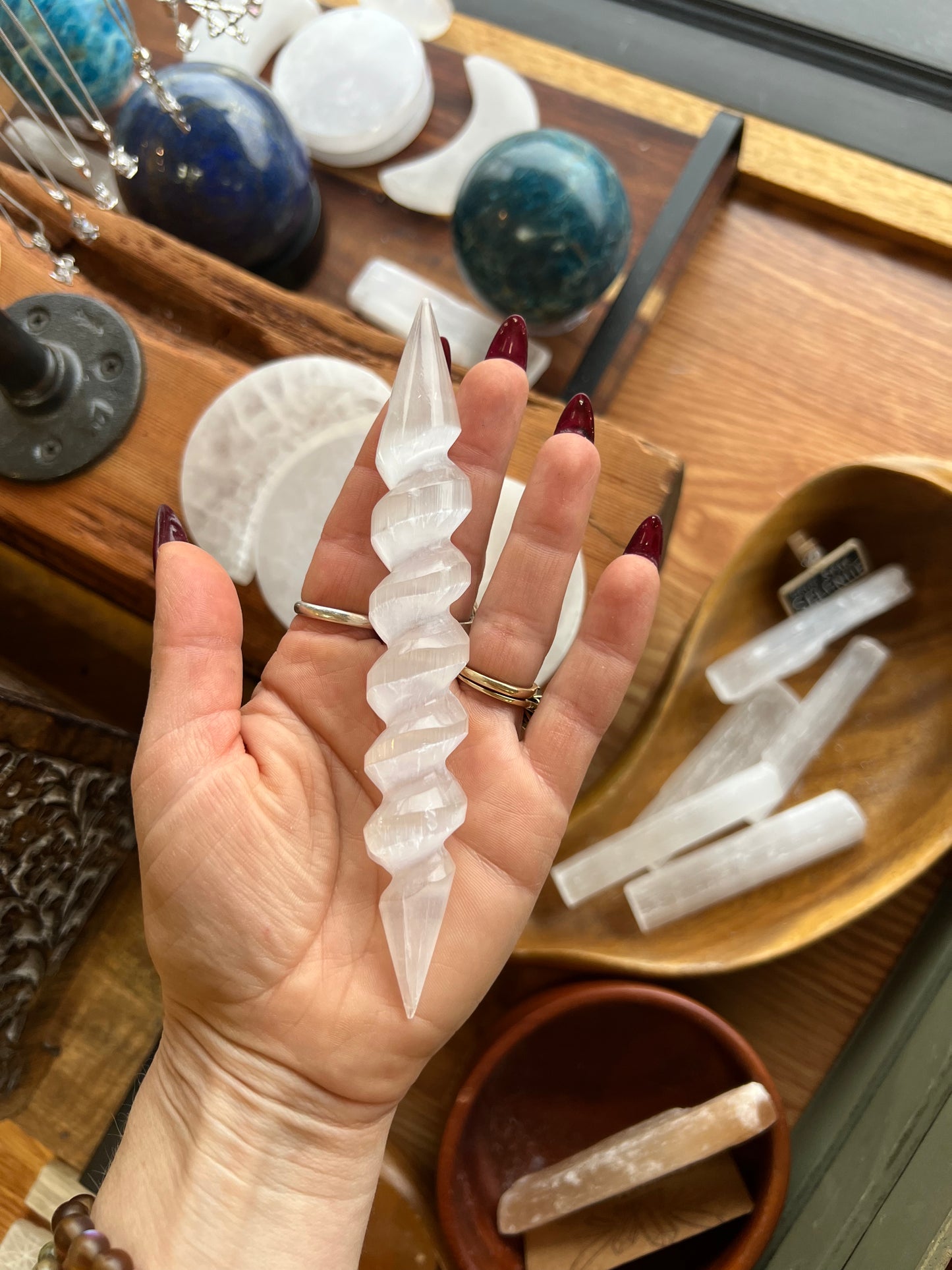 Double Terminated Spiral Selenite Wand