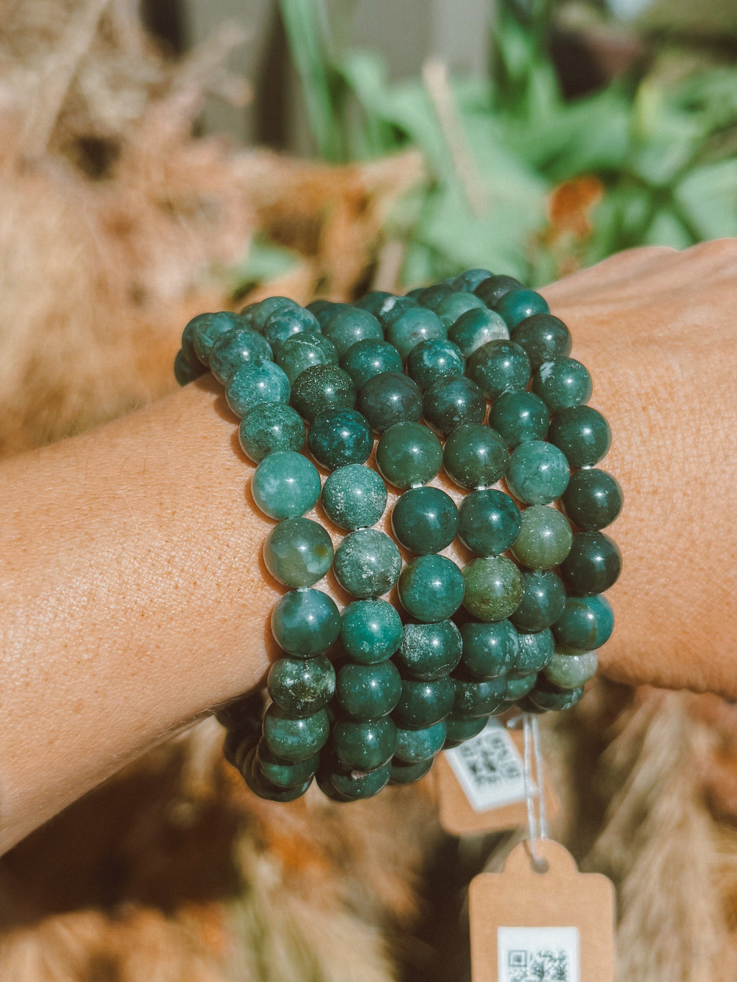 Moss Agate Stretch Bracelet – 8mm Bead