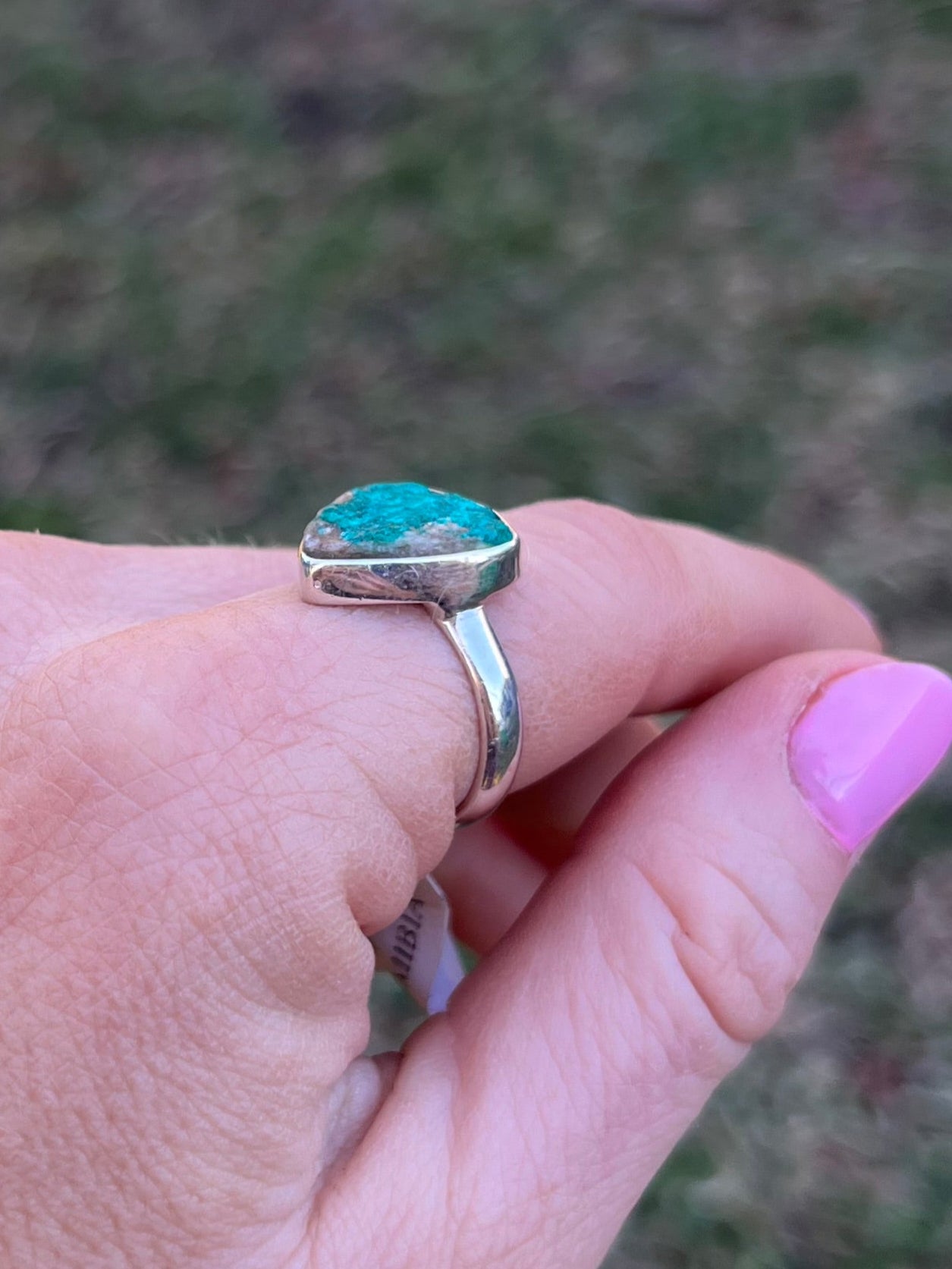 Dioptase Sterling Silver Ring – Size 8