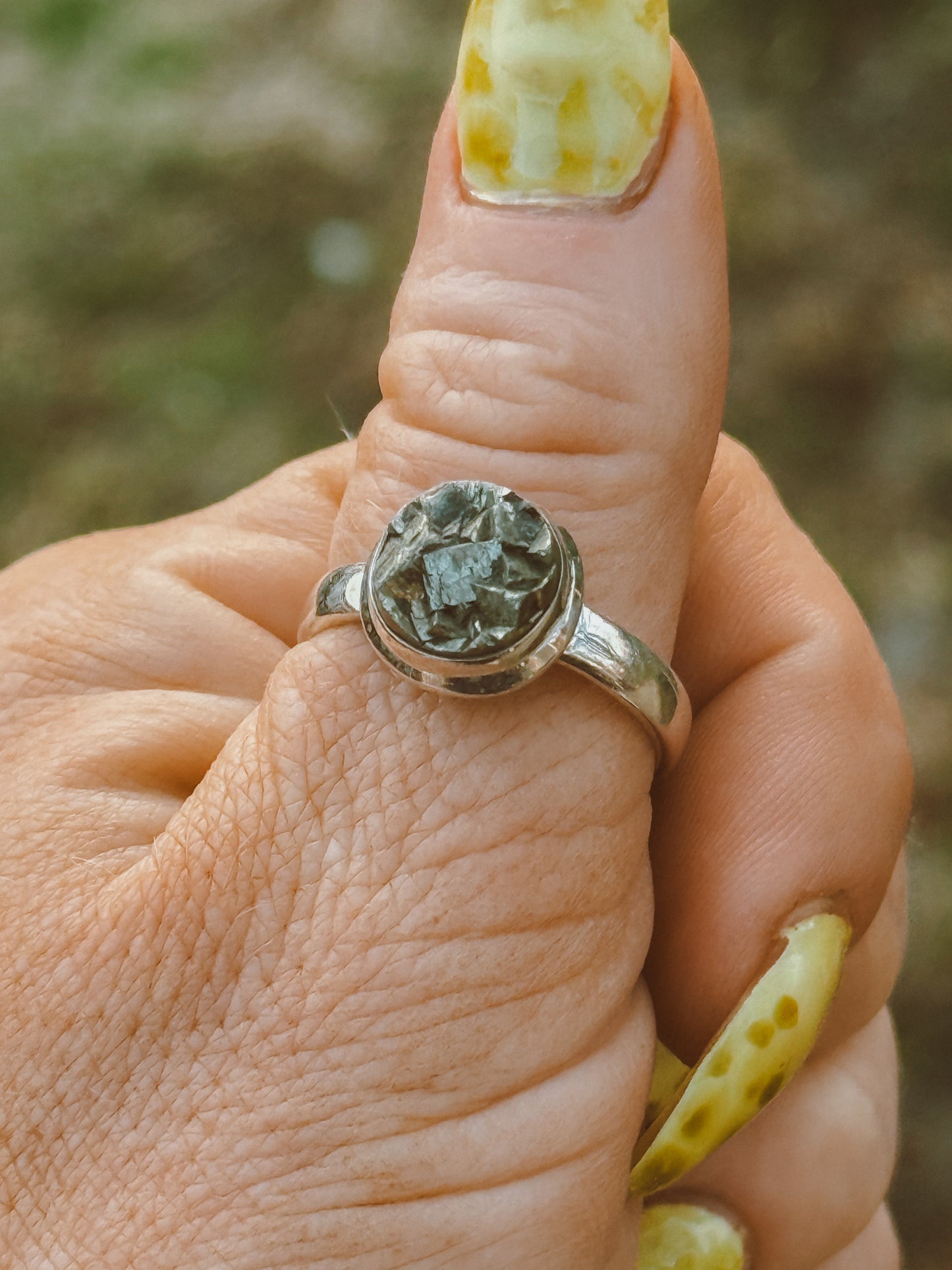 Pyrite Cluster Sterling Silver Ring – Size 9