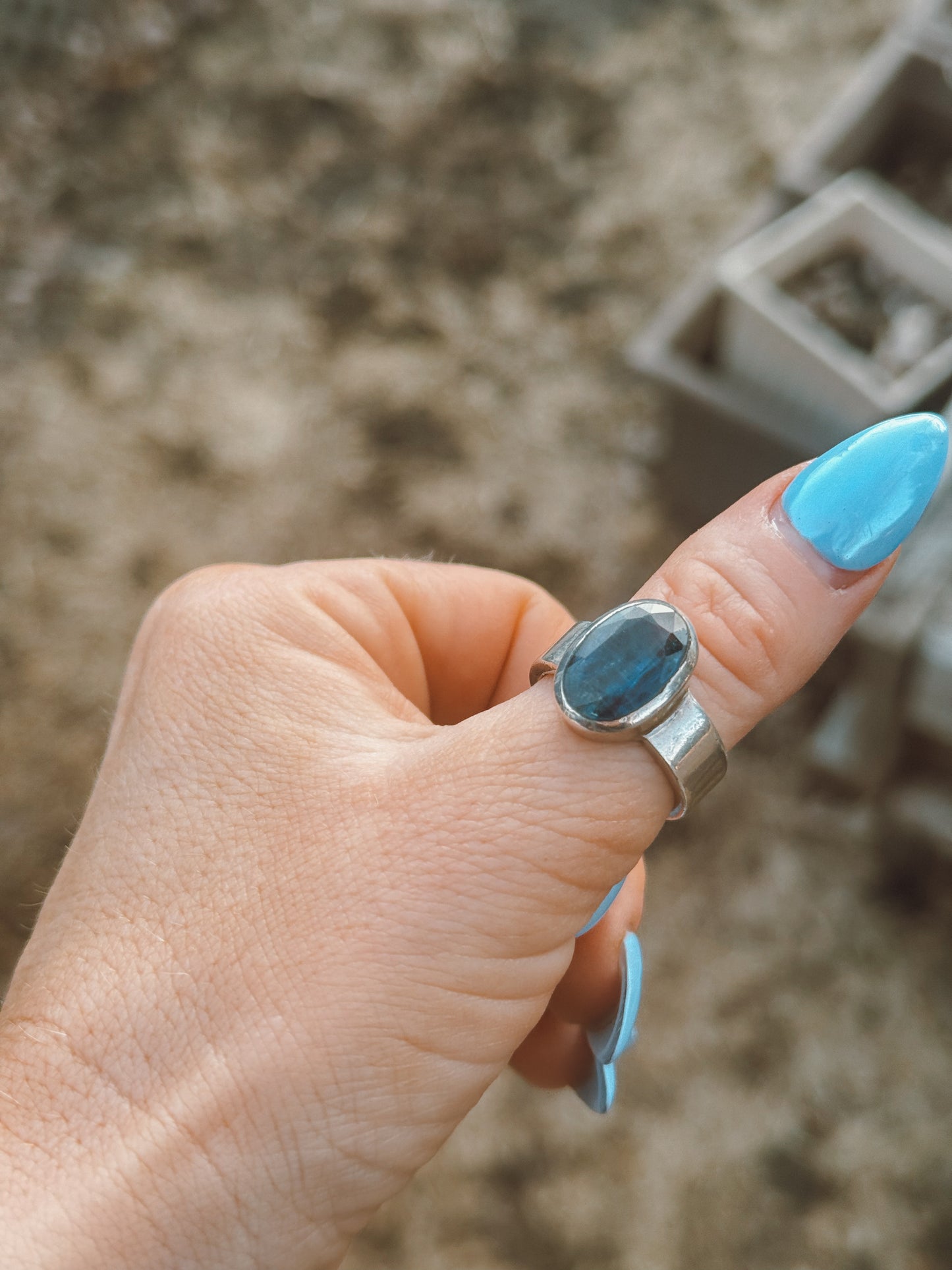 Faceted Blue Kyanite Ring