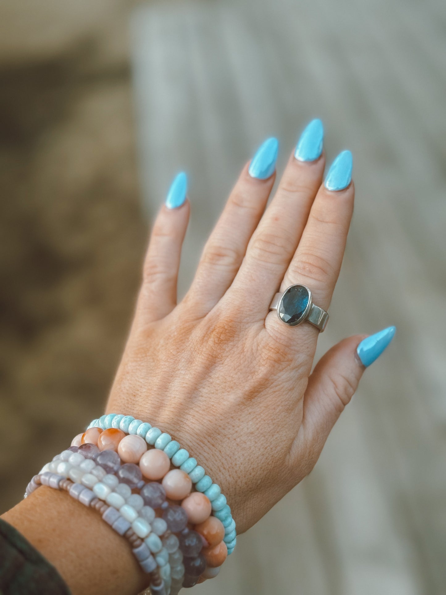 Faceted Blue Kyanite Ring