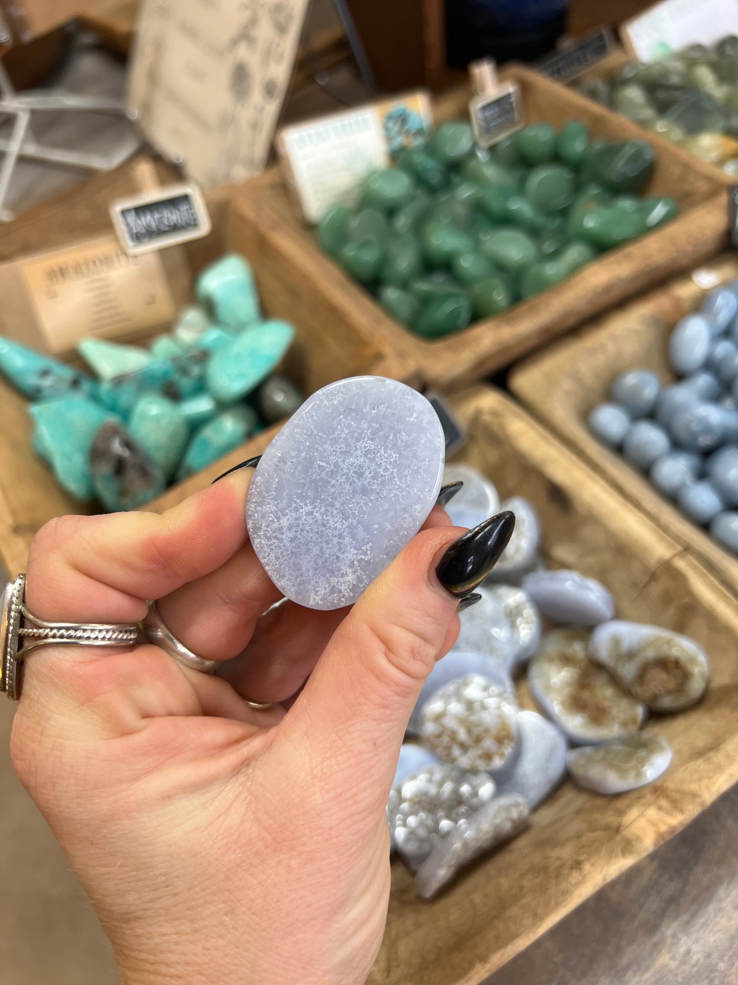 Blue Lace Agate authentic tumbled palm stone