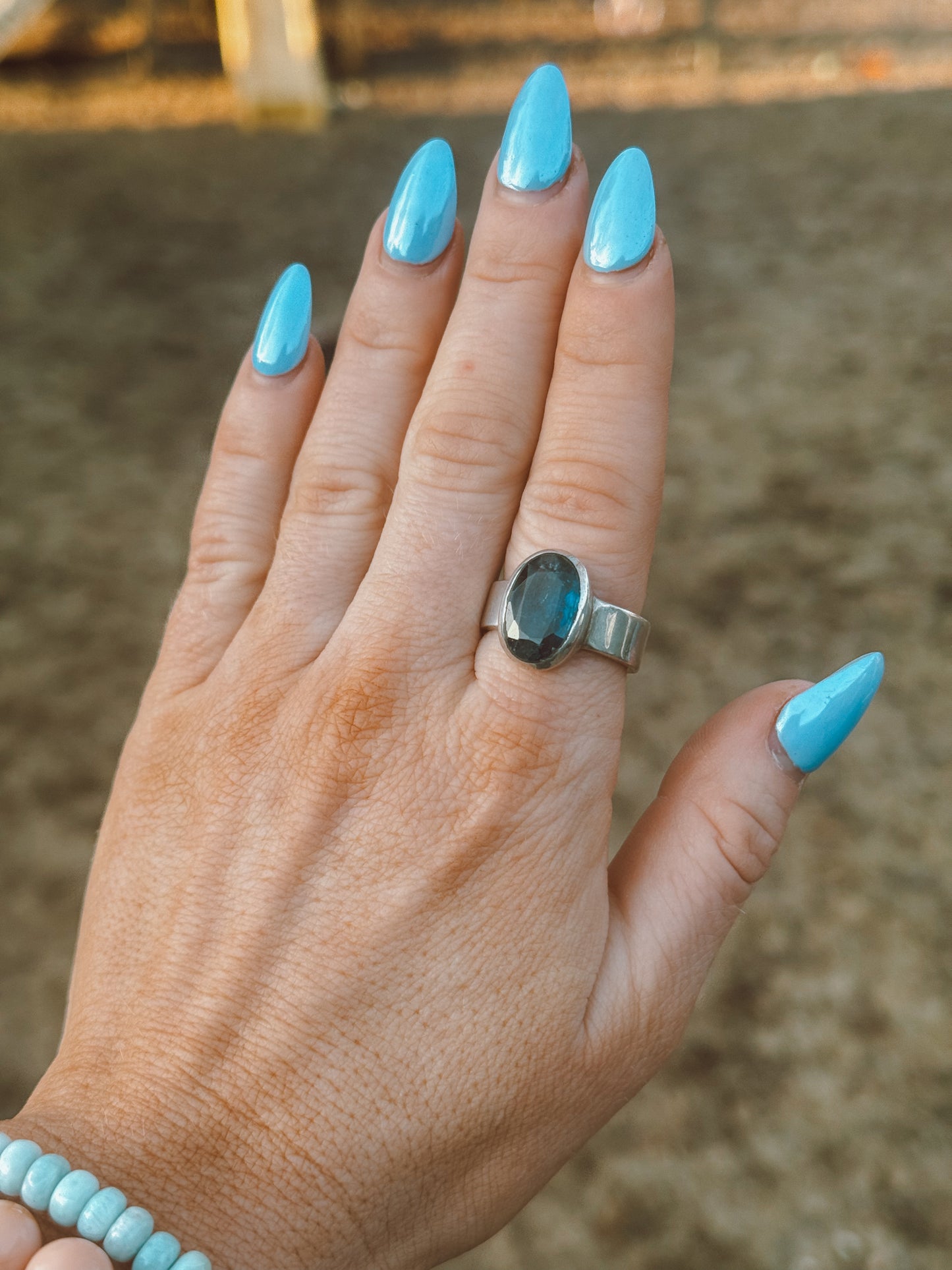 Faceted Blue Kyanite Sterling Silver Ring – Size 9