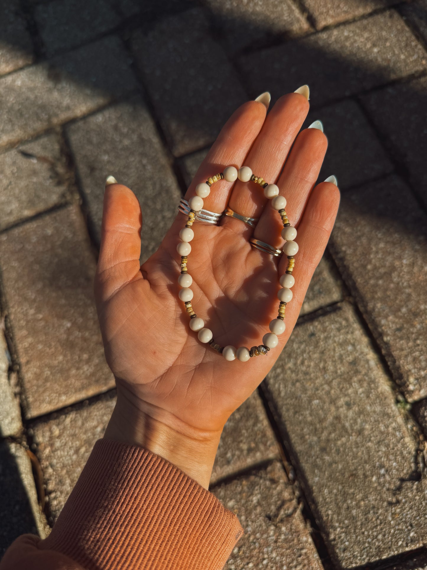 White Fossil Jasper Bracelet