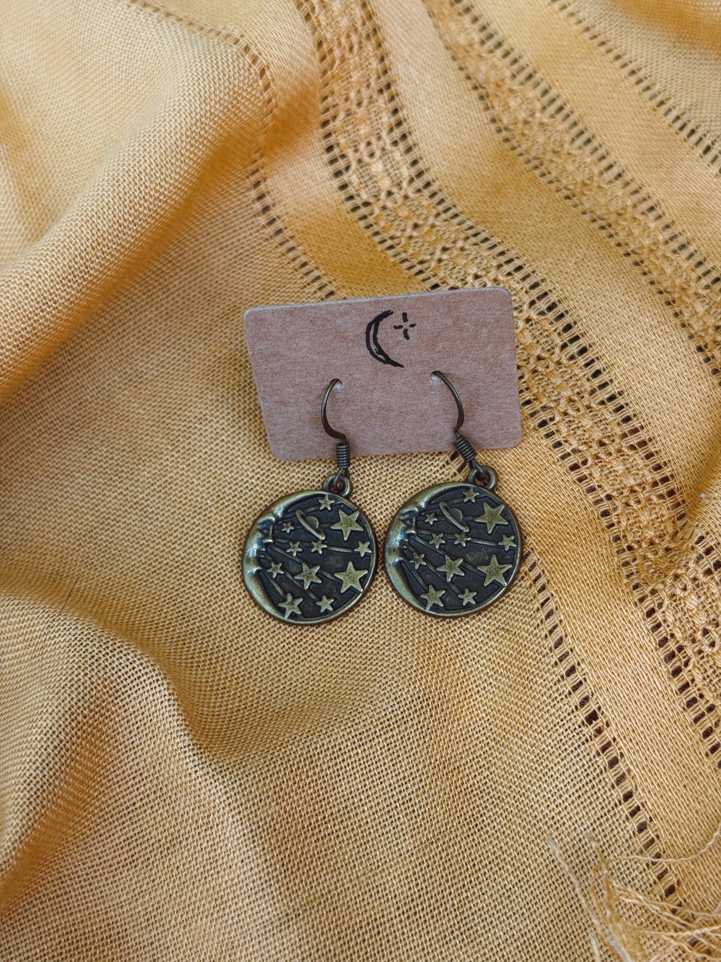 Bronze Moon Charm Earrings – Antique Bronze