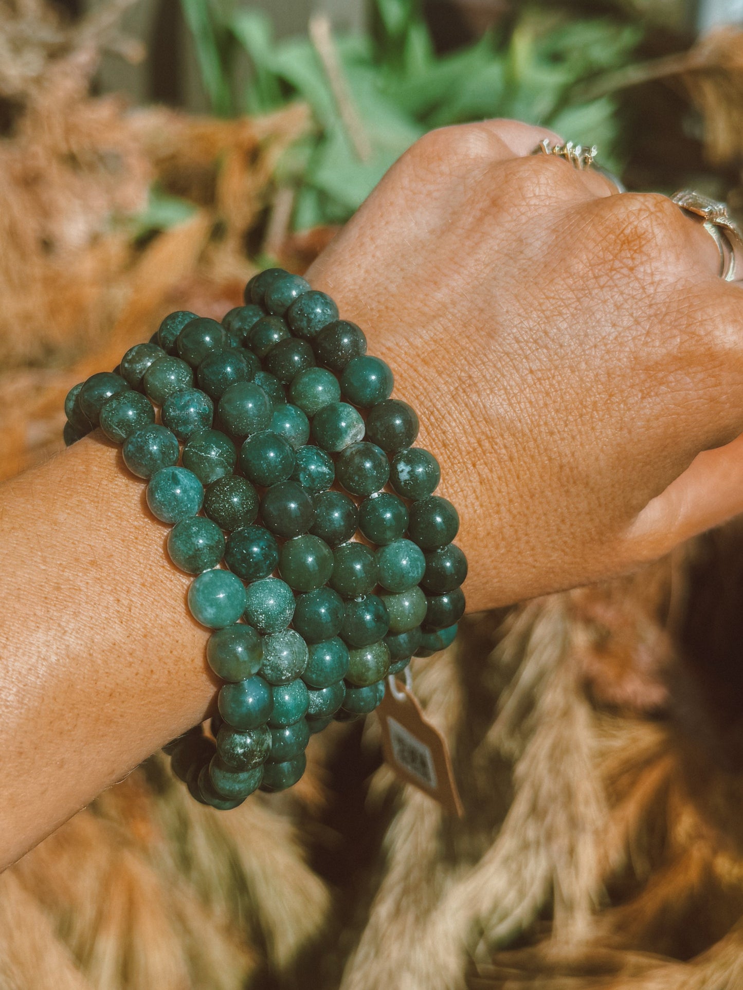 Moss Agate Stretch Bracelet – 8mm Bead