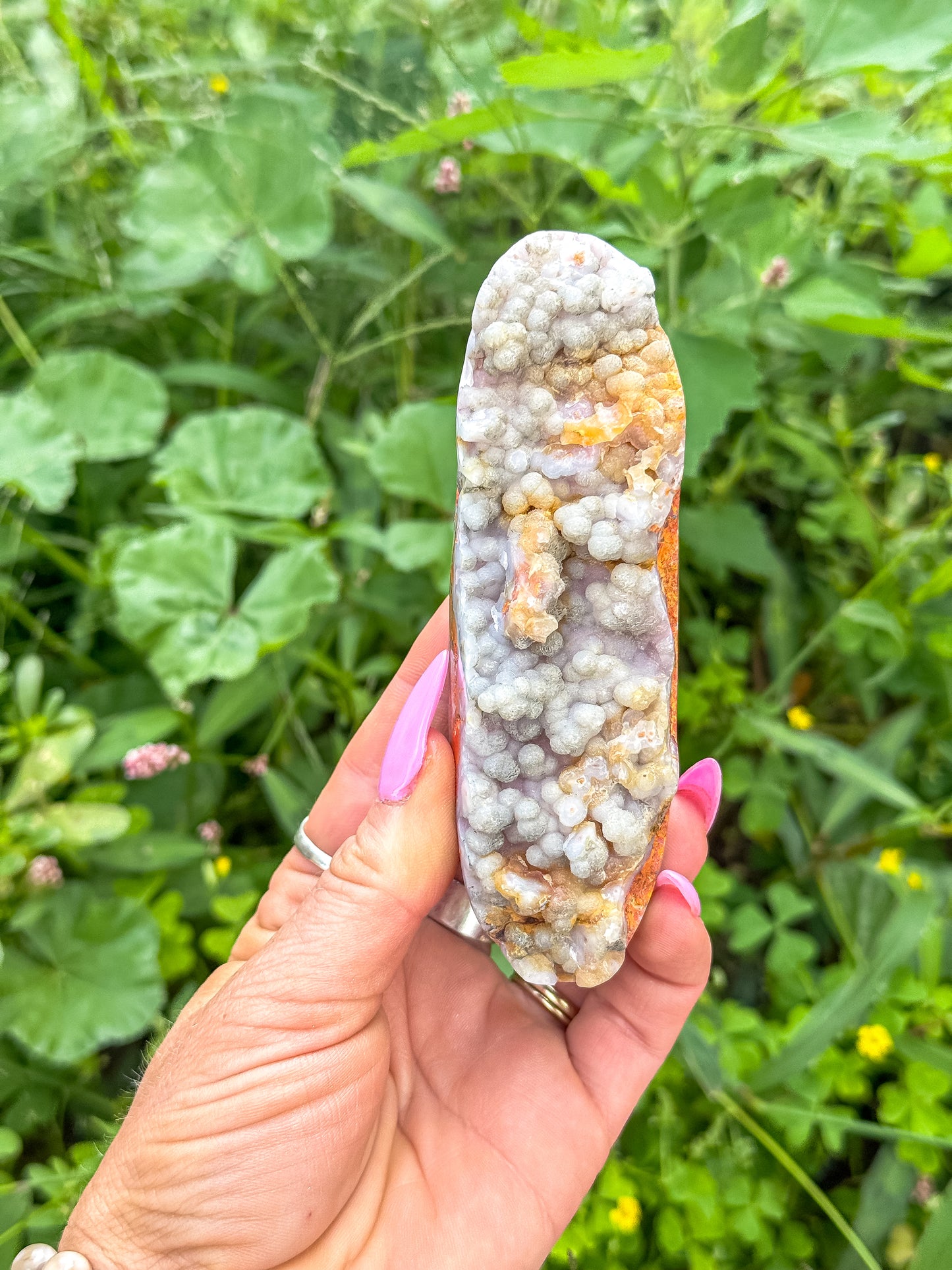 Rare Violet Pink Botryoidal Chalcedony + Bumblebee Jasper