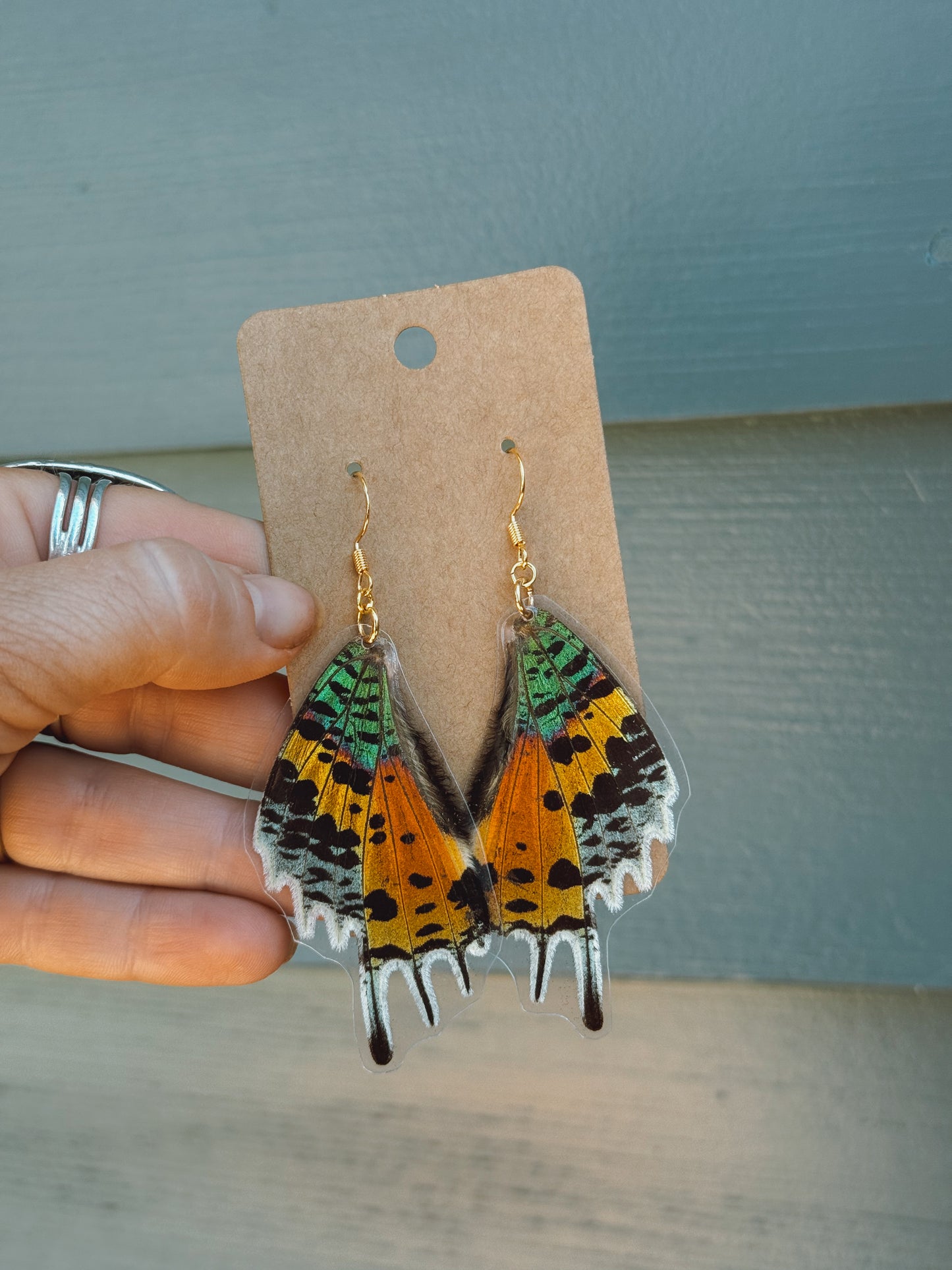 Rainbow Sunset Moth Wing Earrings – Gold Plated Sterling Silver