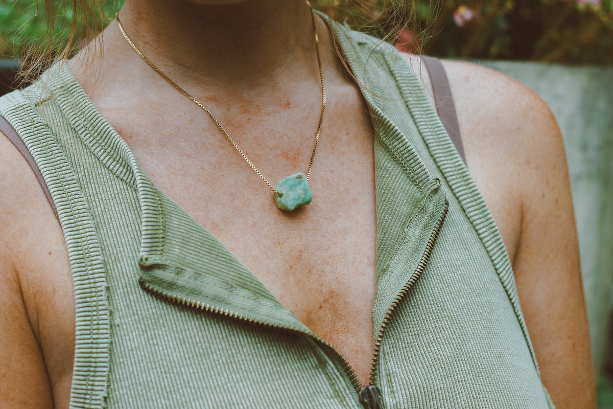 Raw Australian Chrysoprase Necklace | Heart of the Earth