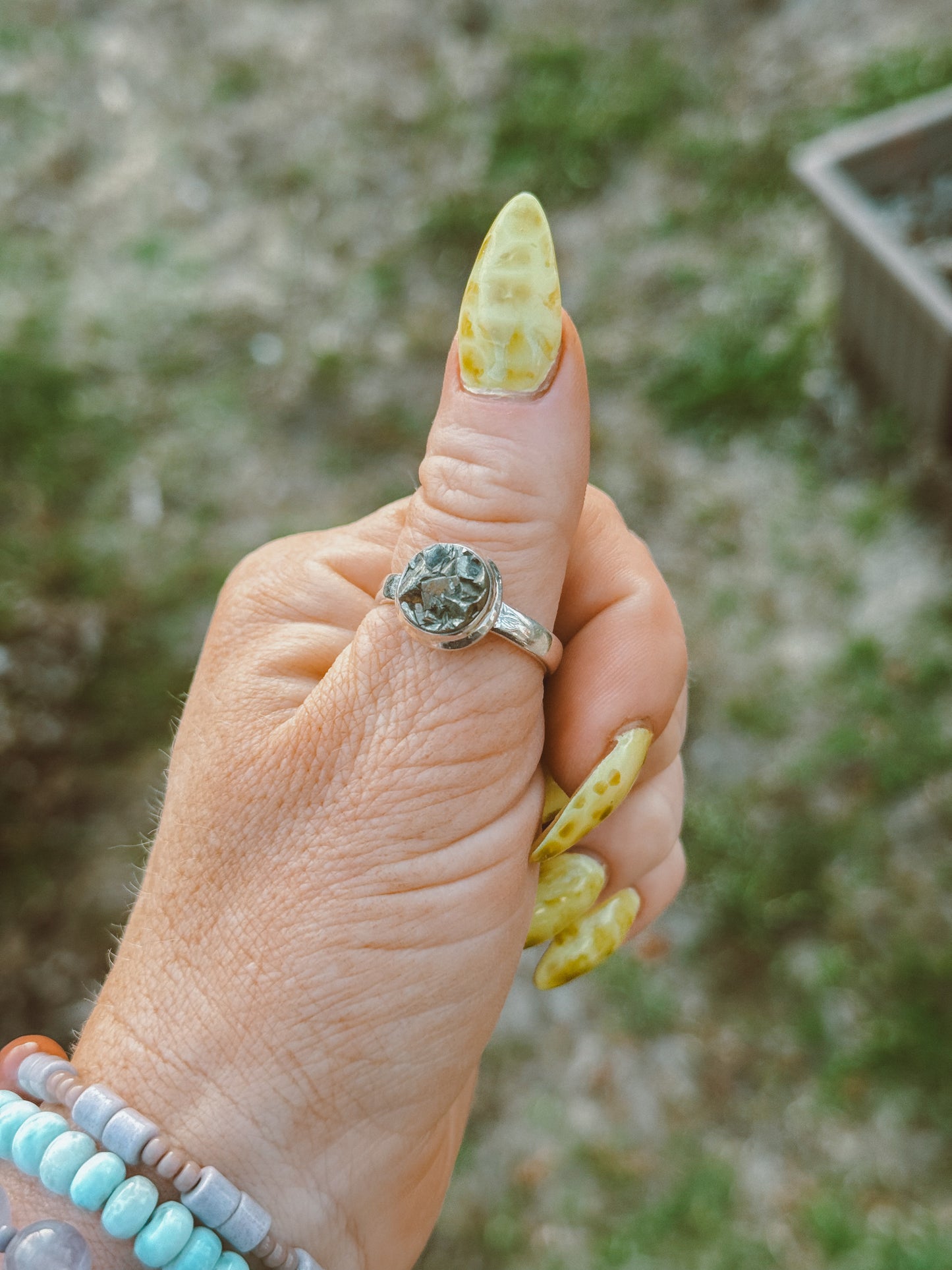 Pyrite Cluster Sterling Silver Ring – Size 9