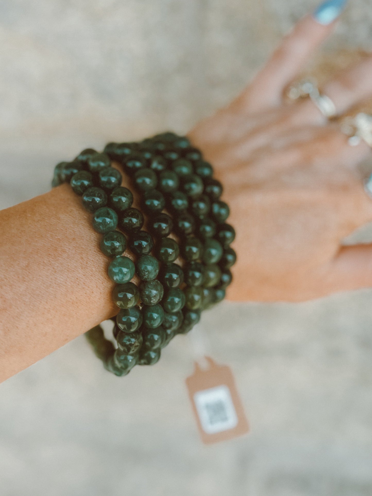 Moss Agate Stretch Bracelet – 8mm Bead