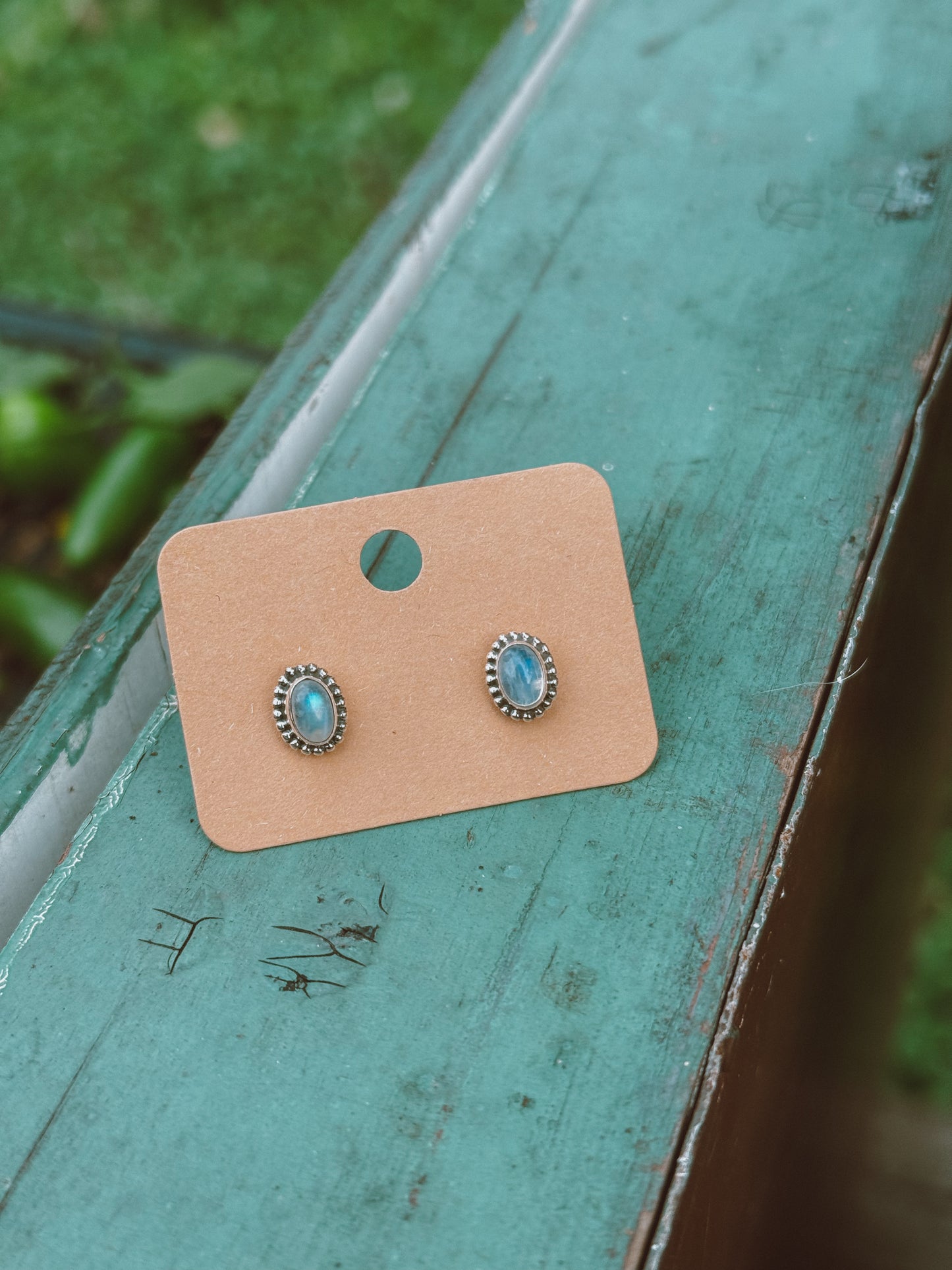 Moonstone sterling silver stud earrings