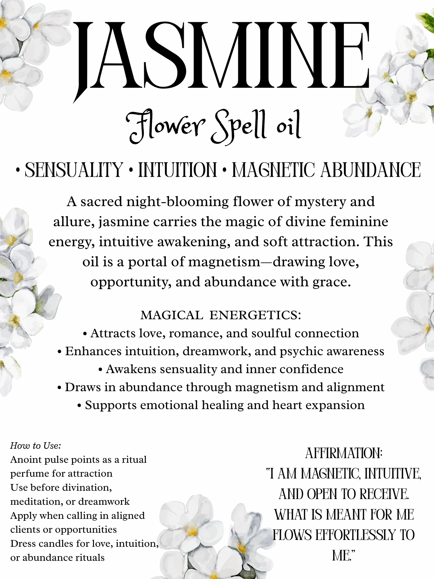 Jasmine Flower spell oil 1oz
