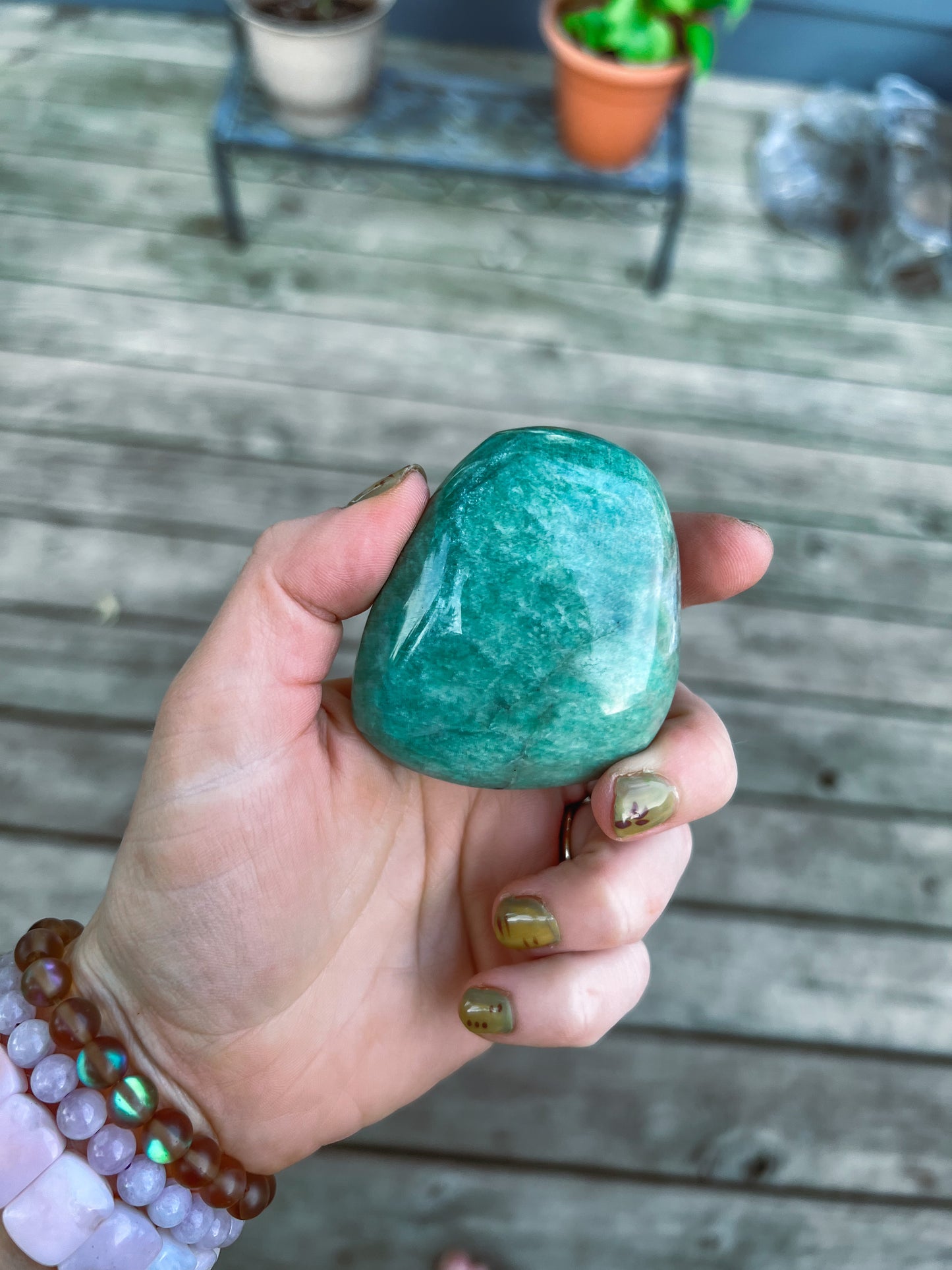 Blue Green Amazonite Palmstone