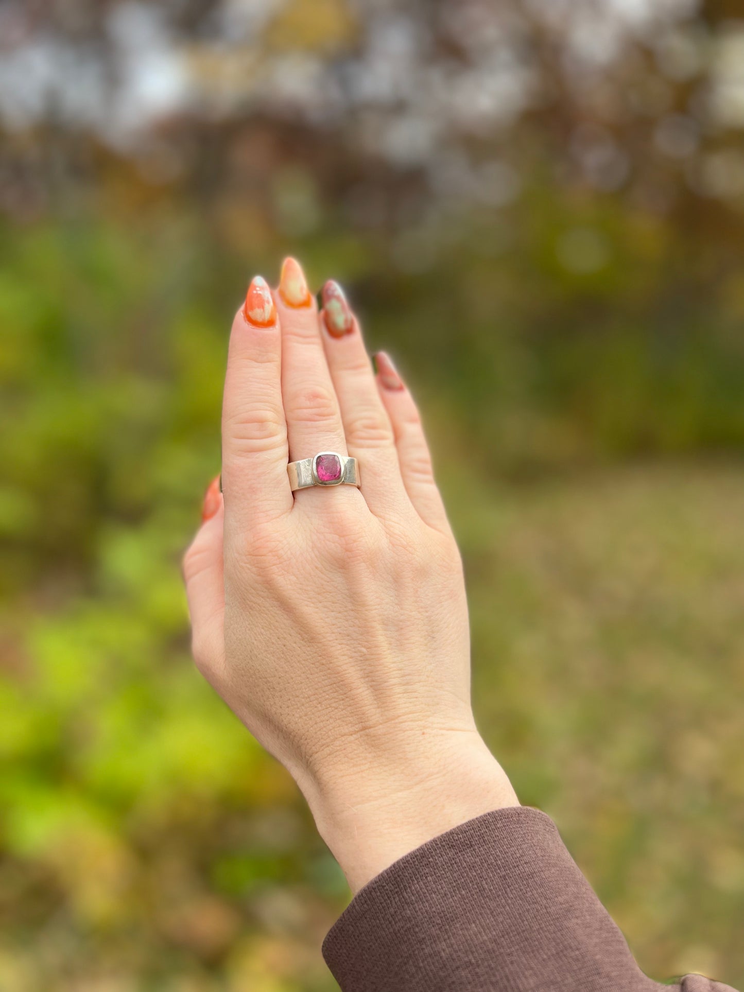 Pink Tourmaline Sterling silver ring