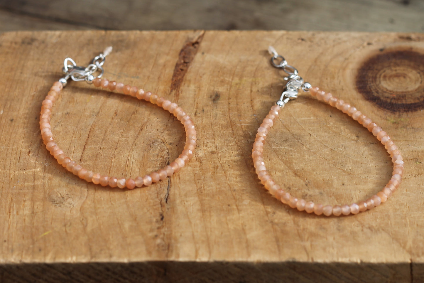 Peach Moonstone Faceted Bracelet – Faceted Beads