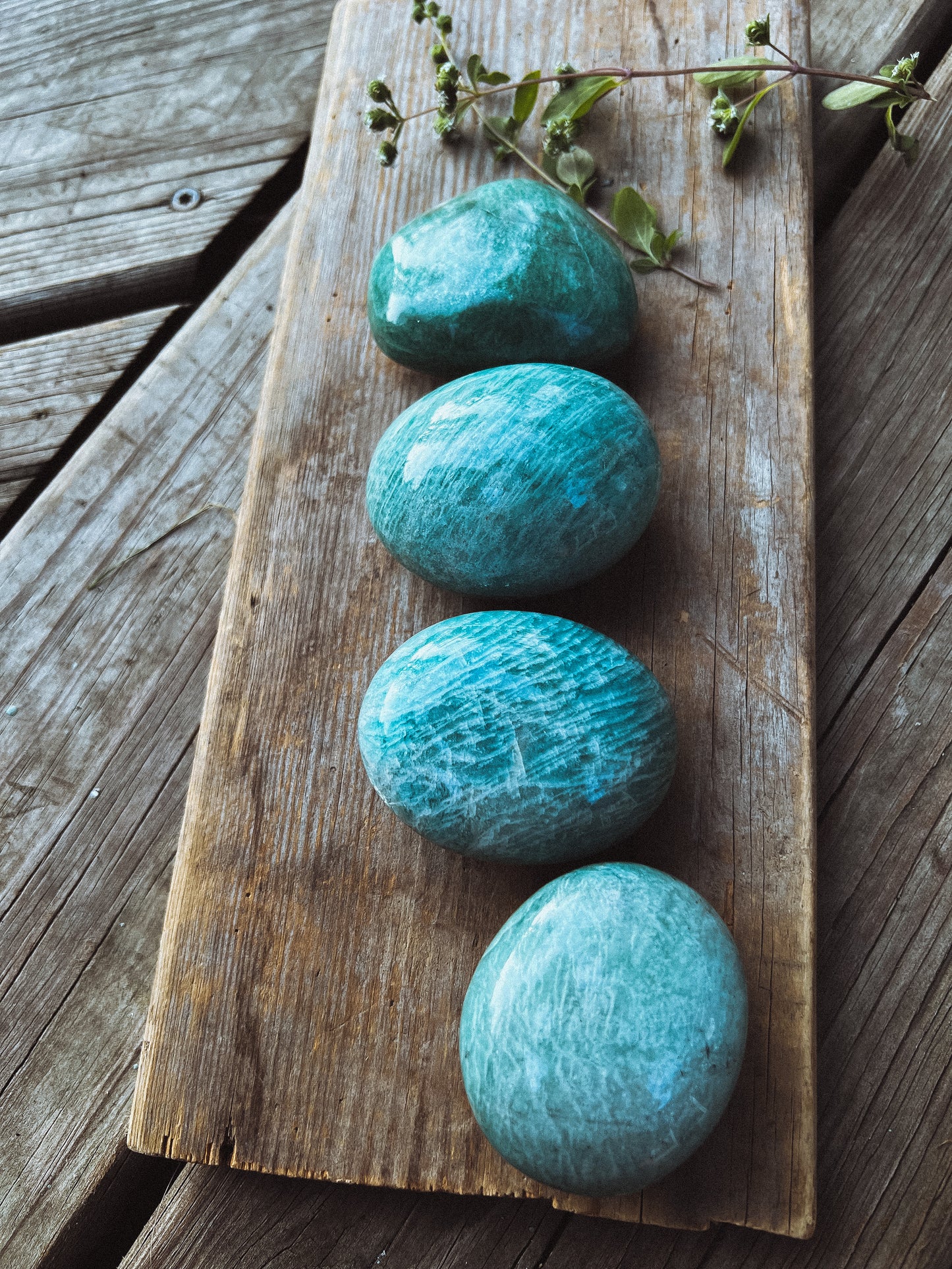 Blue Amazonite Palm Stone