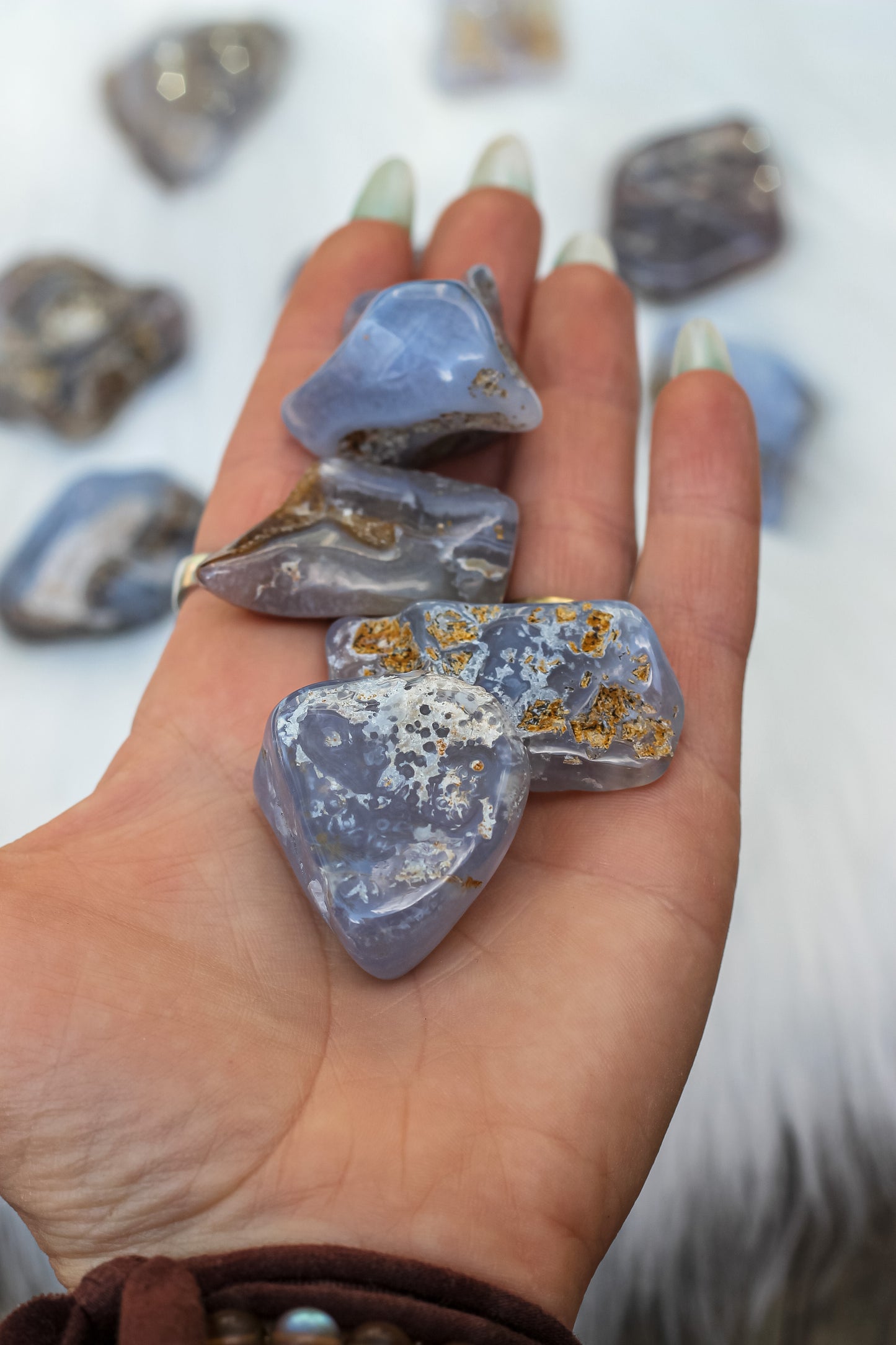 Blue Chalcedony Tumbled Stone