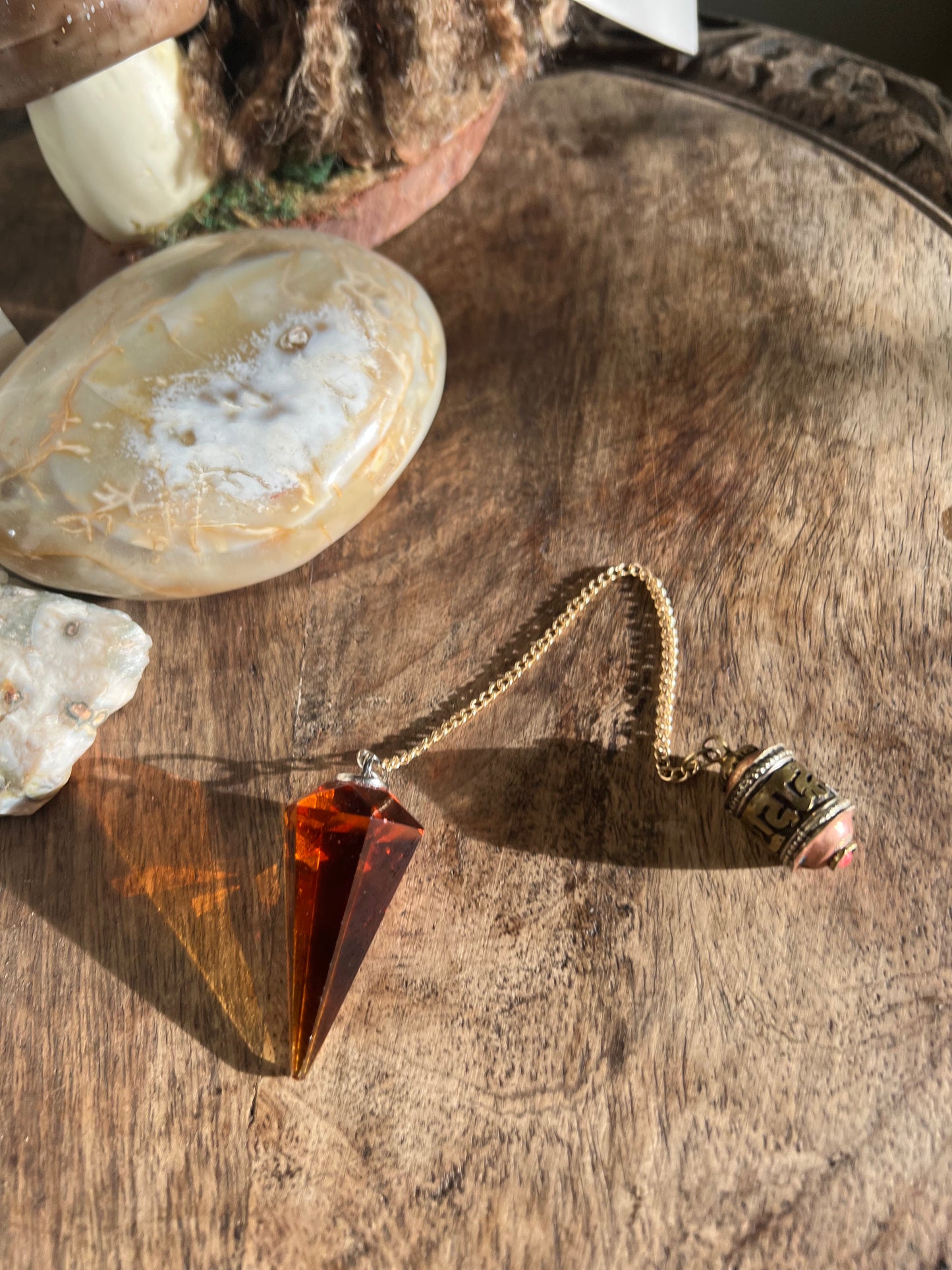 Orange Crystal Glass Pendulum