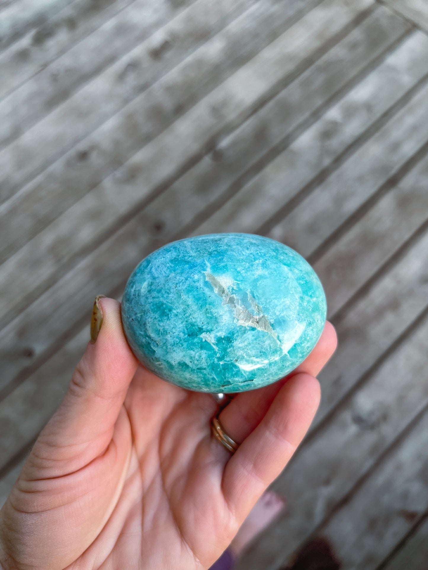 Blue Amazonite Palm Stone